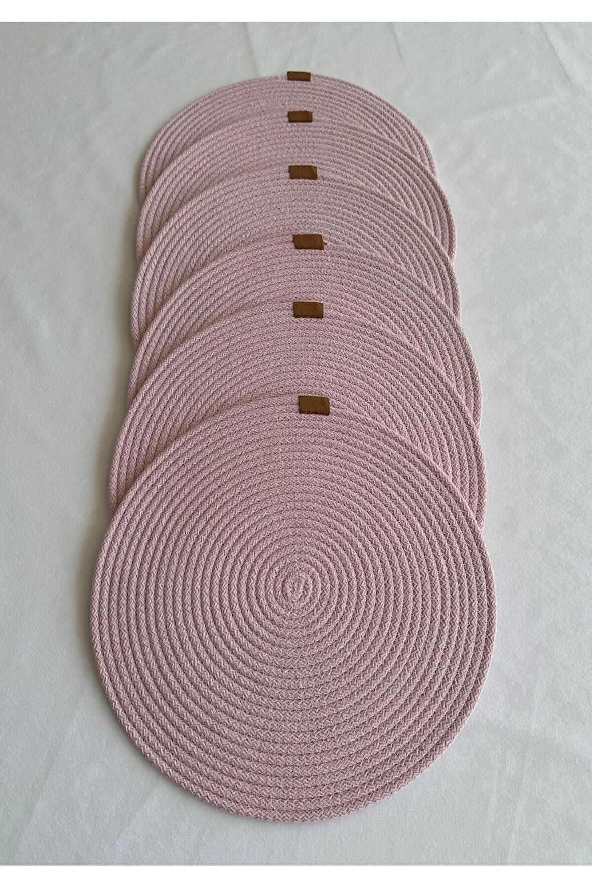 Yuvarlak Amerikan Servis Sofra Altlığı, Masa Dekoru Supla Açık Pembe 33cm 6lı