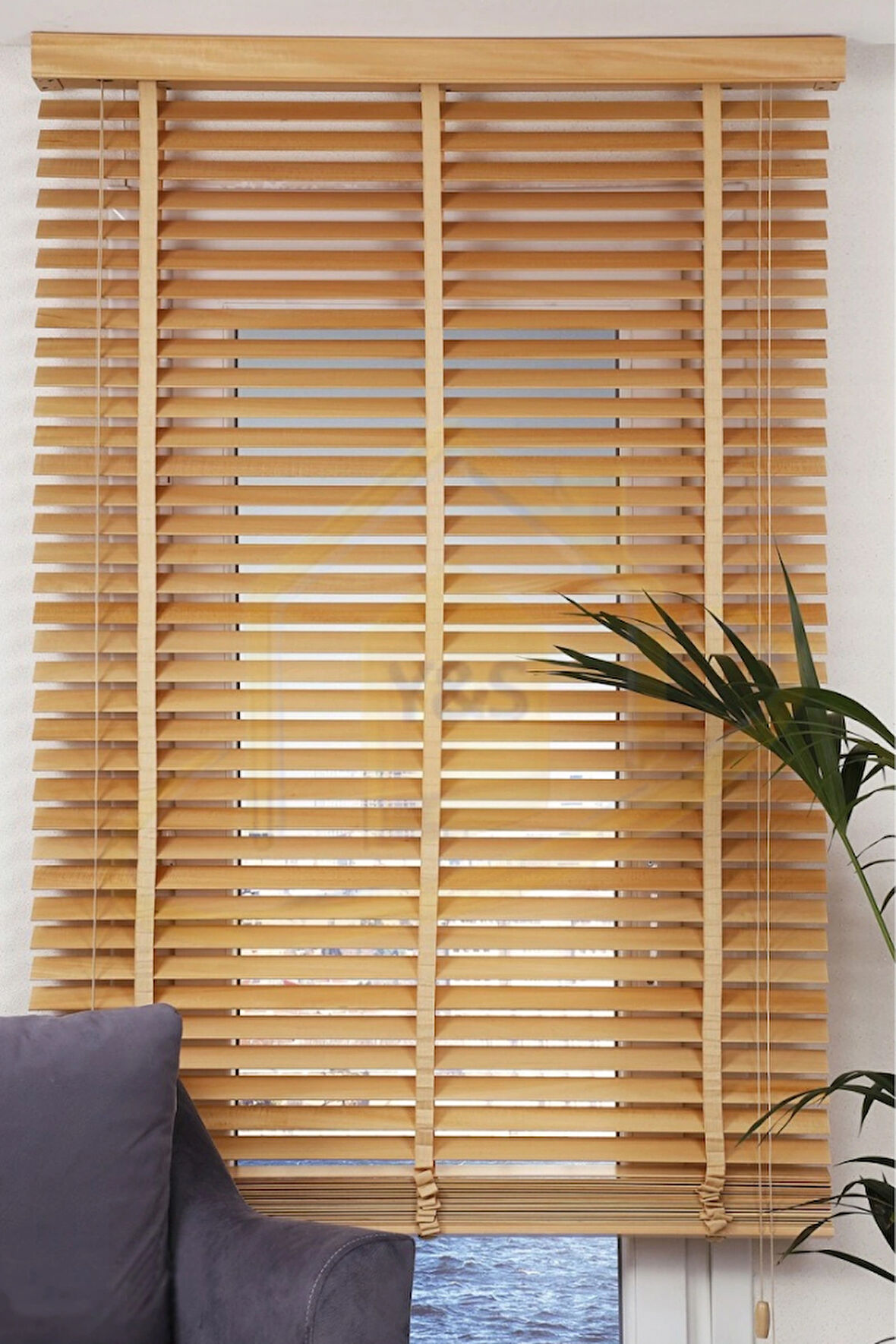 Wooden Blinds %100 Doğal Ahşap Jaluzi Perde 50mm,Alüminyum Kasalı Yüksek Kaliteli - Açık Meşe