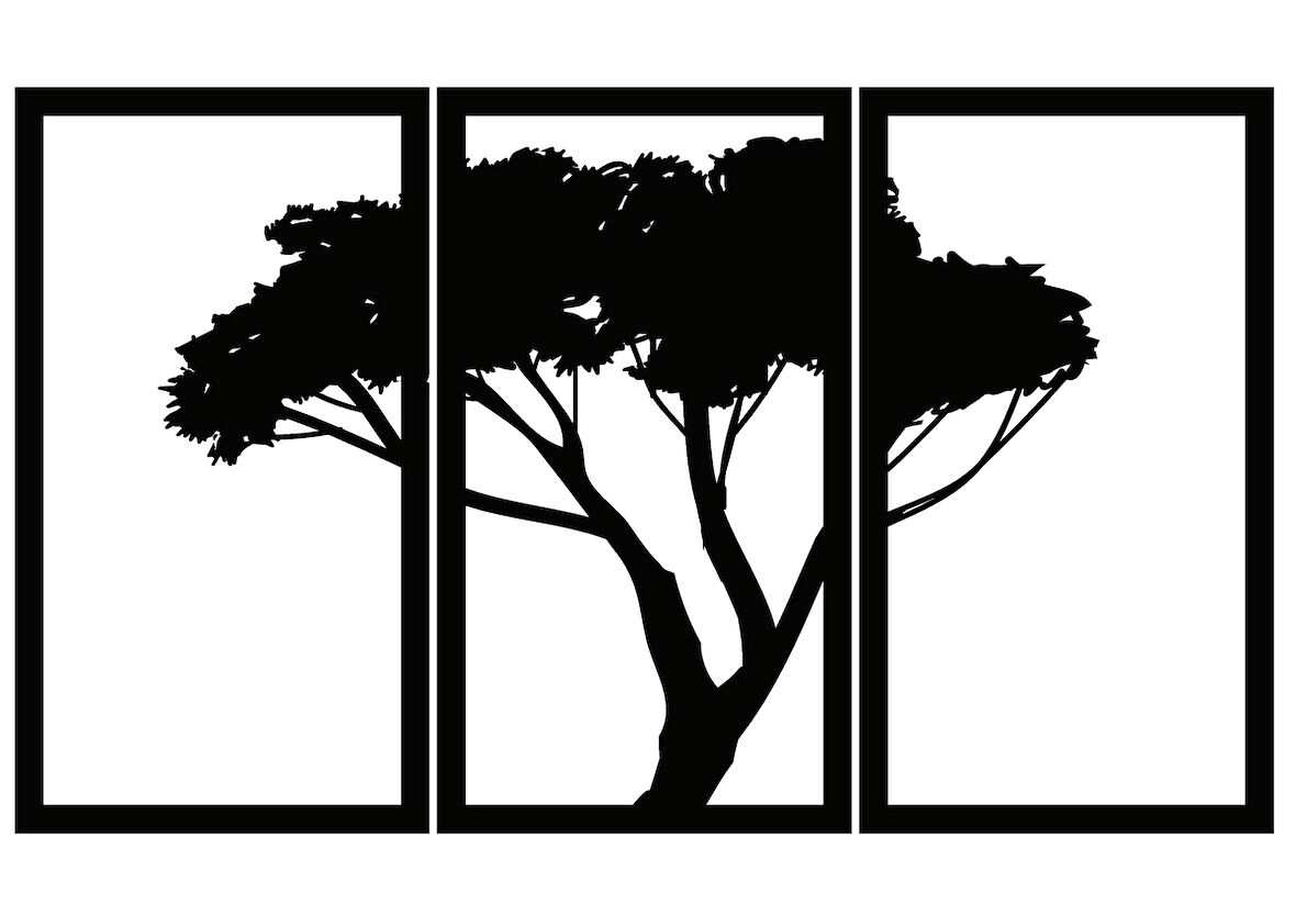 Parçalı Ağaç Duvar Dekor Sticker 60 x 30 cm