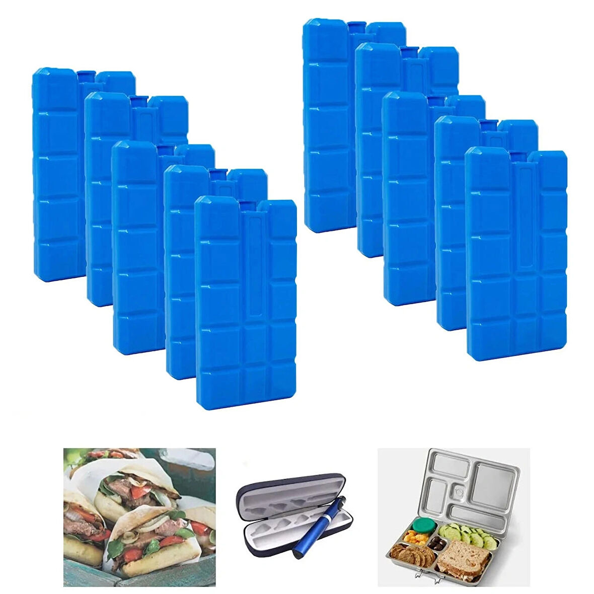 Microcase 400ml İçi Su Dolu Buz Kasedi 48 Saat Korumalı Buz Aküsü 10 Adet AL4655 LACİVERT