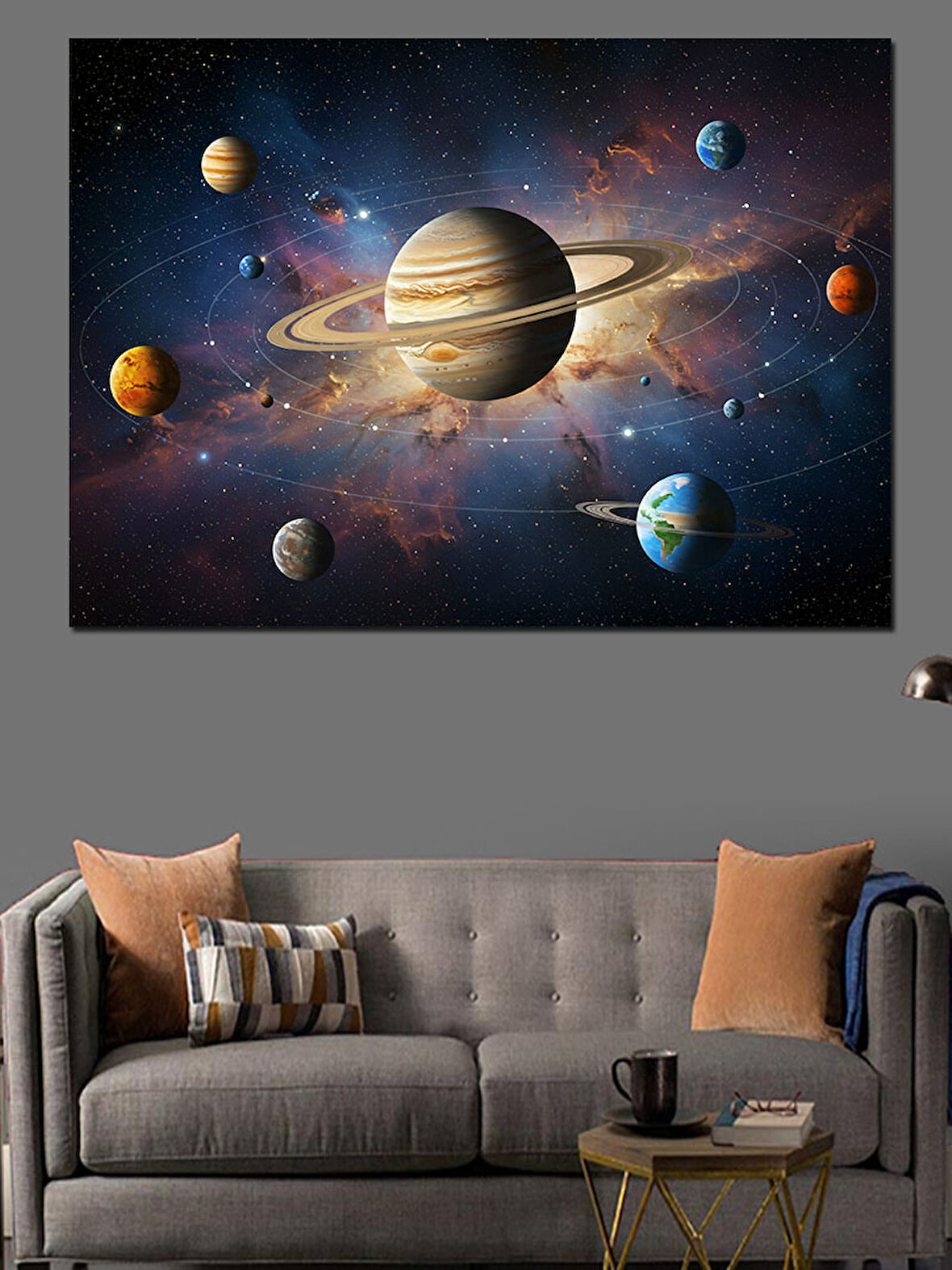 Gezegenler Ve Uzay Dekoratif Kanvas - Mdf Ahşap Tablo