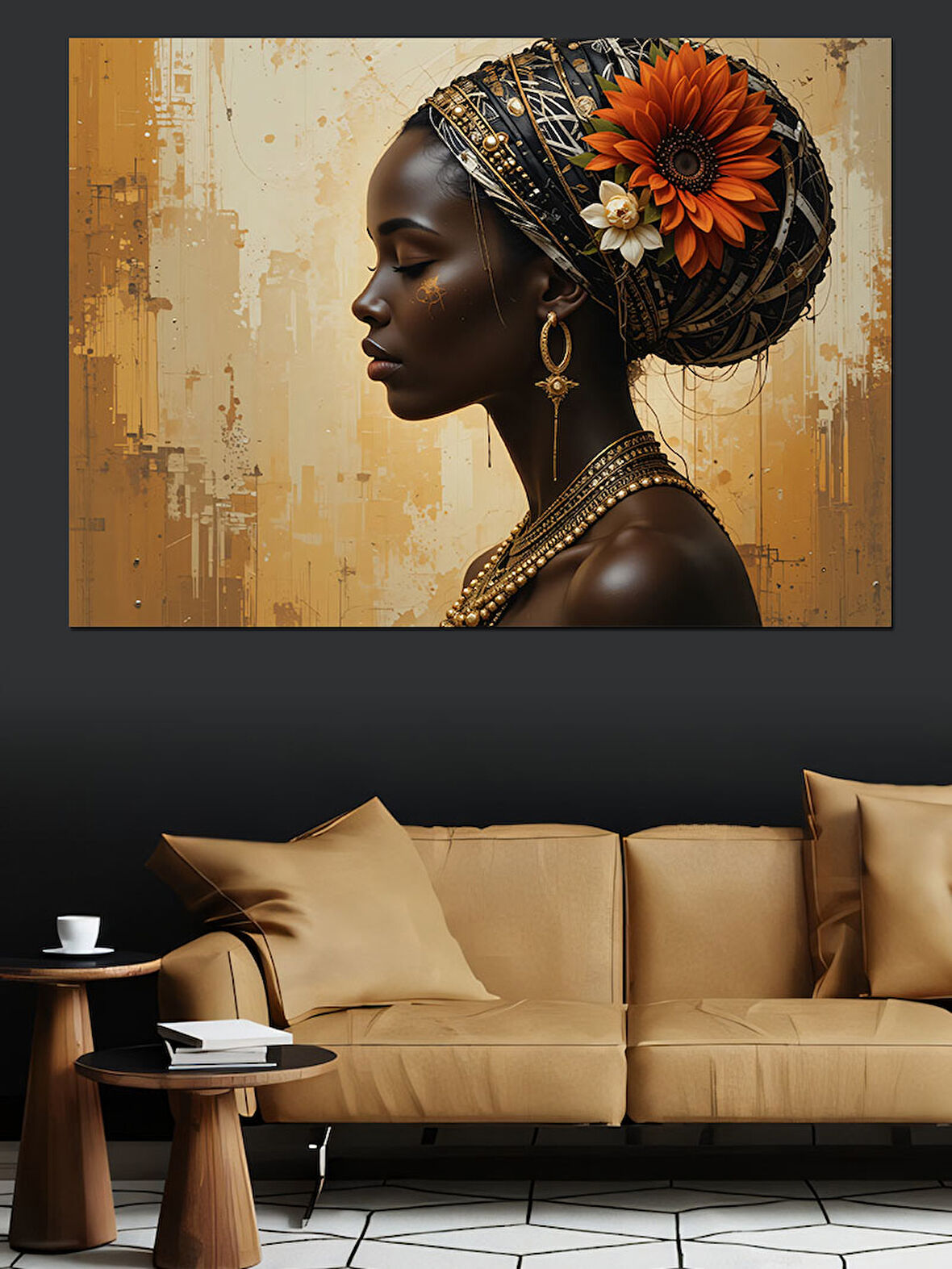 Siyahi Etnik Kadın Portresi Dekoratif Kanvas - Mdf Ahşap Tablo