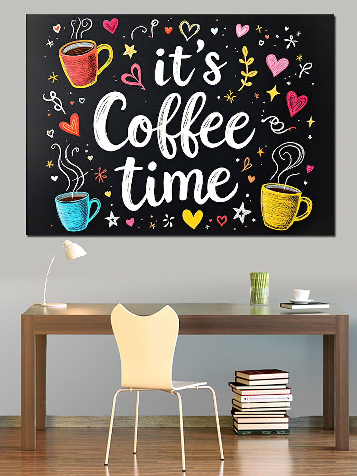 It'S Coffee Time Yazısı Dekoratif Kanvas - Mdf Ahşap Tablo