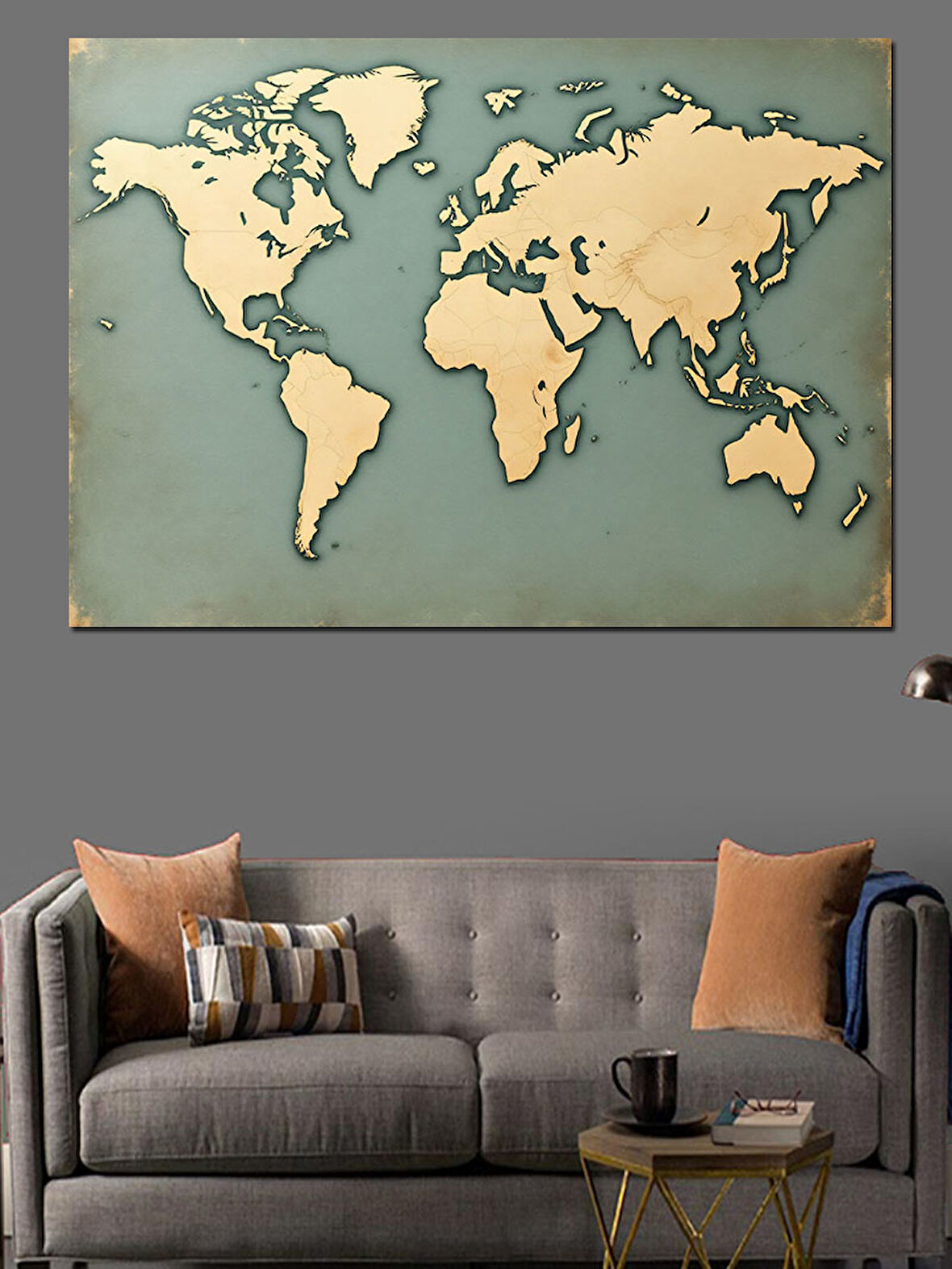 Eski Dünya Haritası Dekoratif Kanvas - Mdf Ahşap Tablo