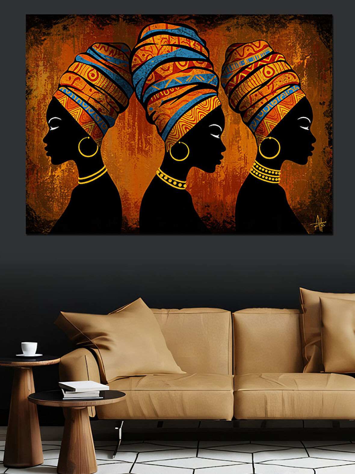 Renkli Kıyafetli Afrikalı Kadınlar Dekoratif Kanvas - Mdf Ahşap Tablo