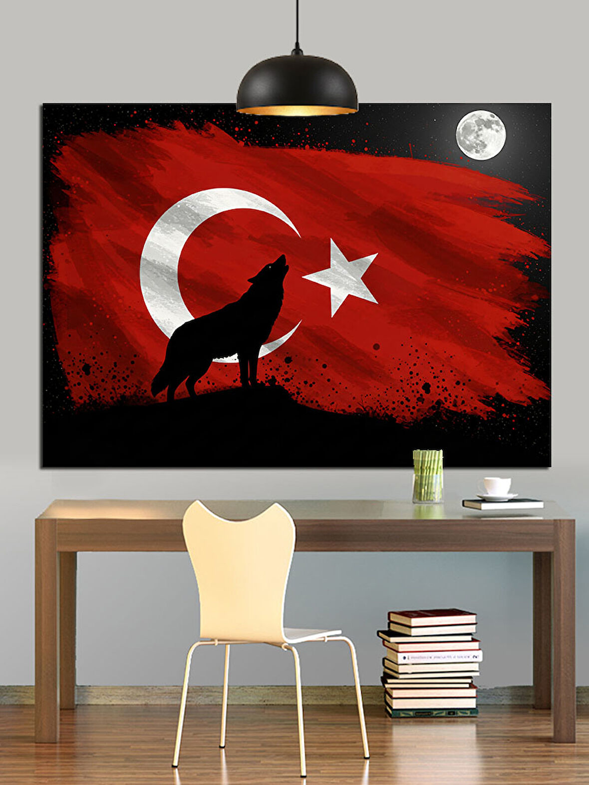 Kurt Ve Türk Bayrağı Dekoratif Kanvas - Mdf Ahşap Tablo