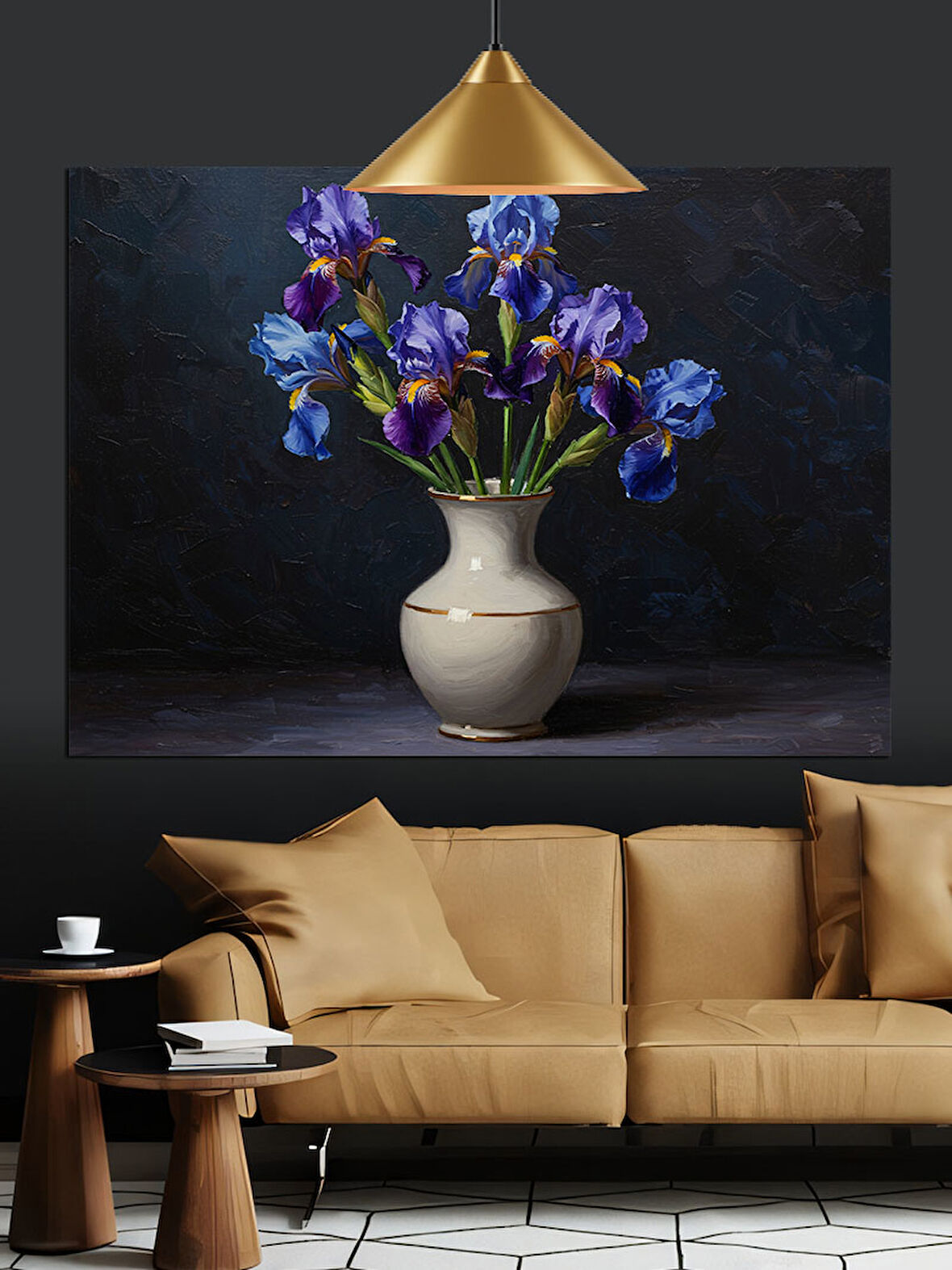 Vazoda Mor Çiçekler Dekoratif Kanvas - Mdf Ahşap Tablo