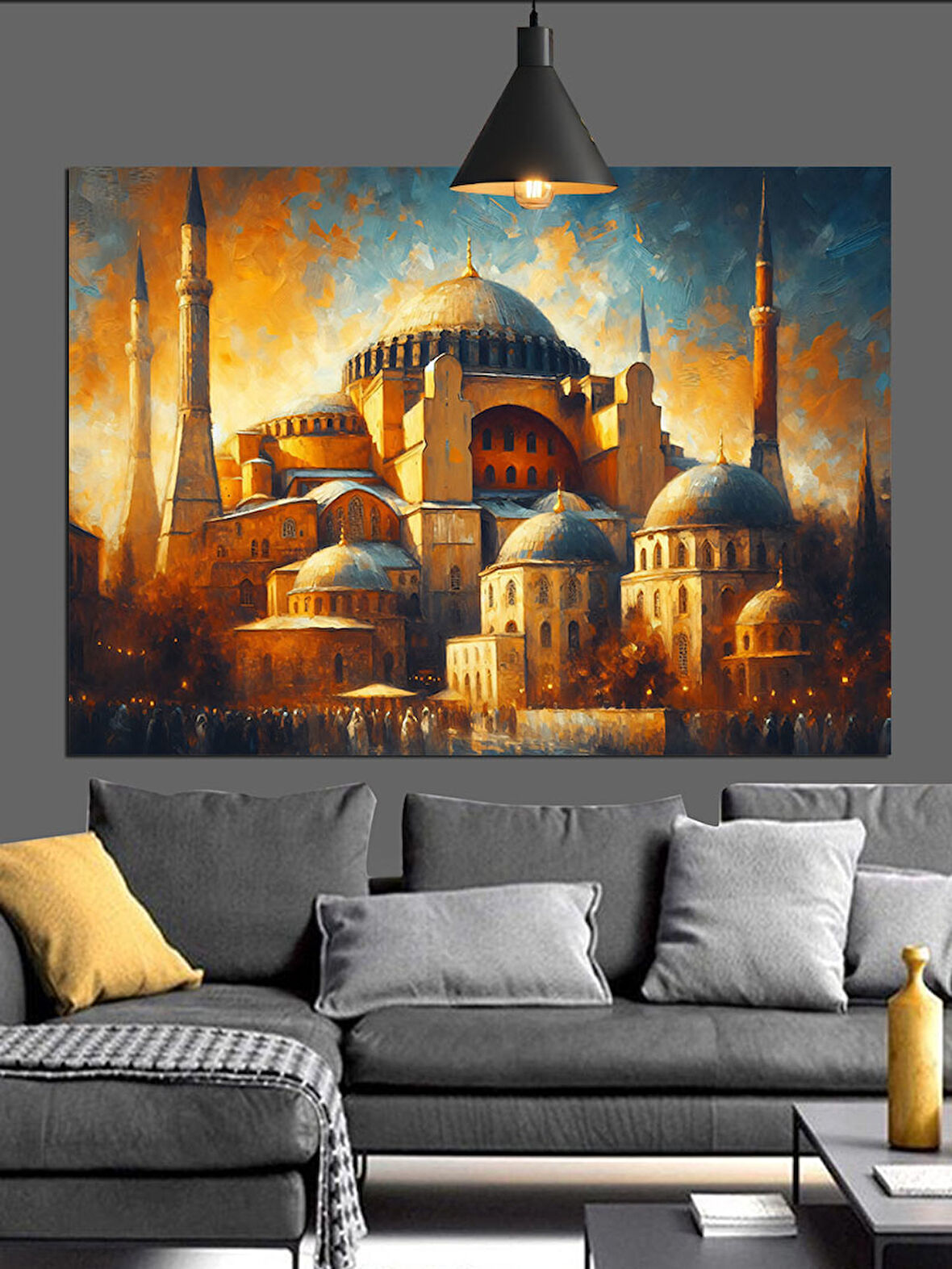 İstanbul Manzarası Tarihi Cami Dekoratif Kanvas - Mdf Ahşap Tablo