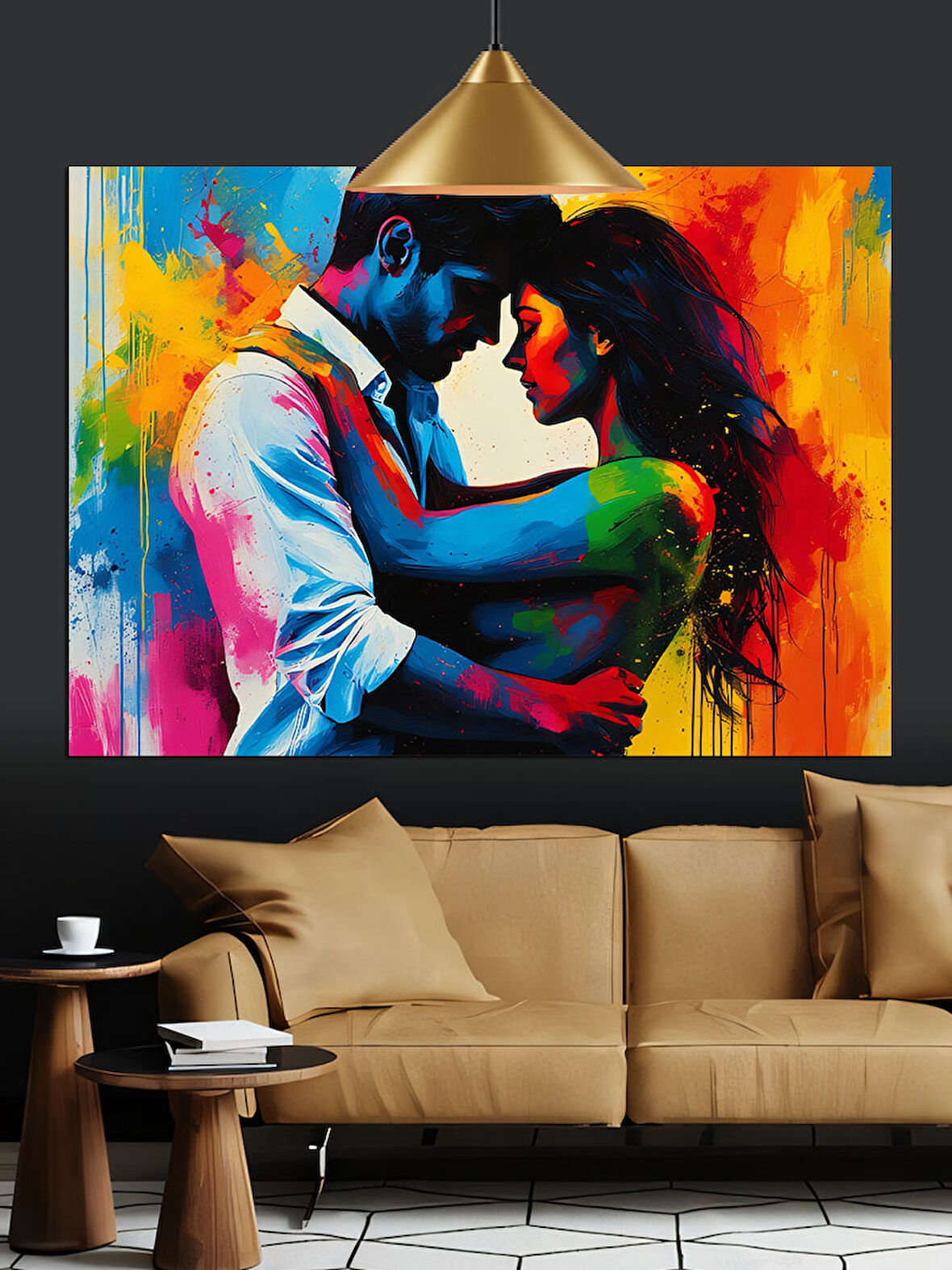 Aşk Romantik Çift Dekoratif Kanvas - Mdf Ahşap Tablo