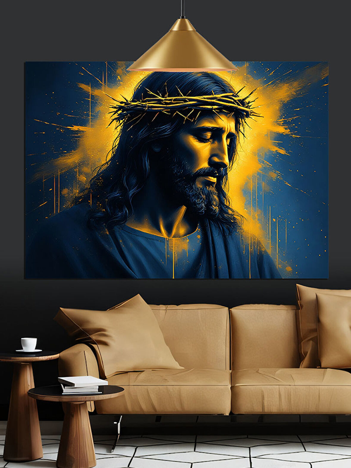 İsa Mesih Yüz Portresi Dekoratif Kanvas - Mdf Ahşap Tablo