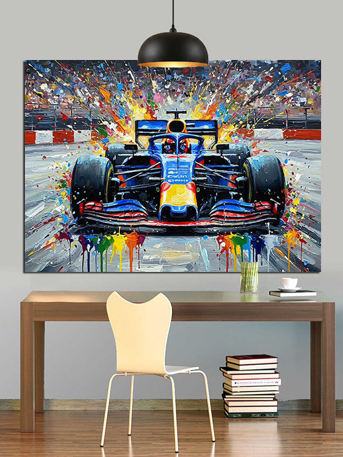 Hızlı Yarış Otomobili Formula 1 Pisti Detayı Dekoratif Kanvas - Mdf Ahşap Tablo