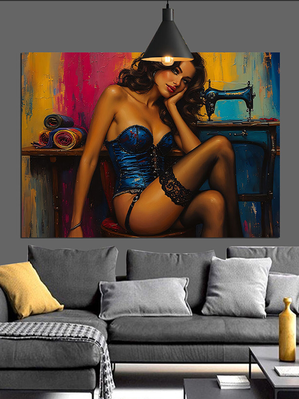 Çekici Kadın İç Çamaşırı Dekoratif Kanvas - Mdf Ahşap Tablo