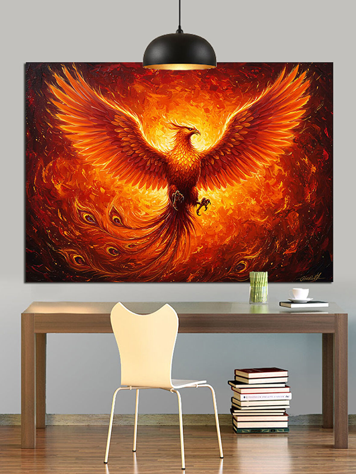 Anka Kuşu Alev  Dekoratif Kanvas - Mdf Ahşap Tablo