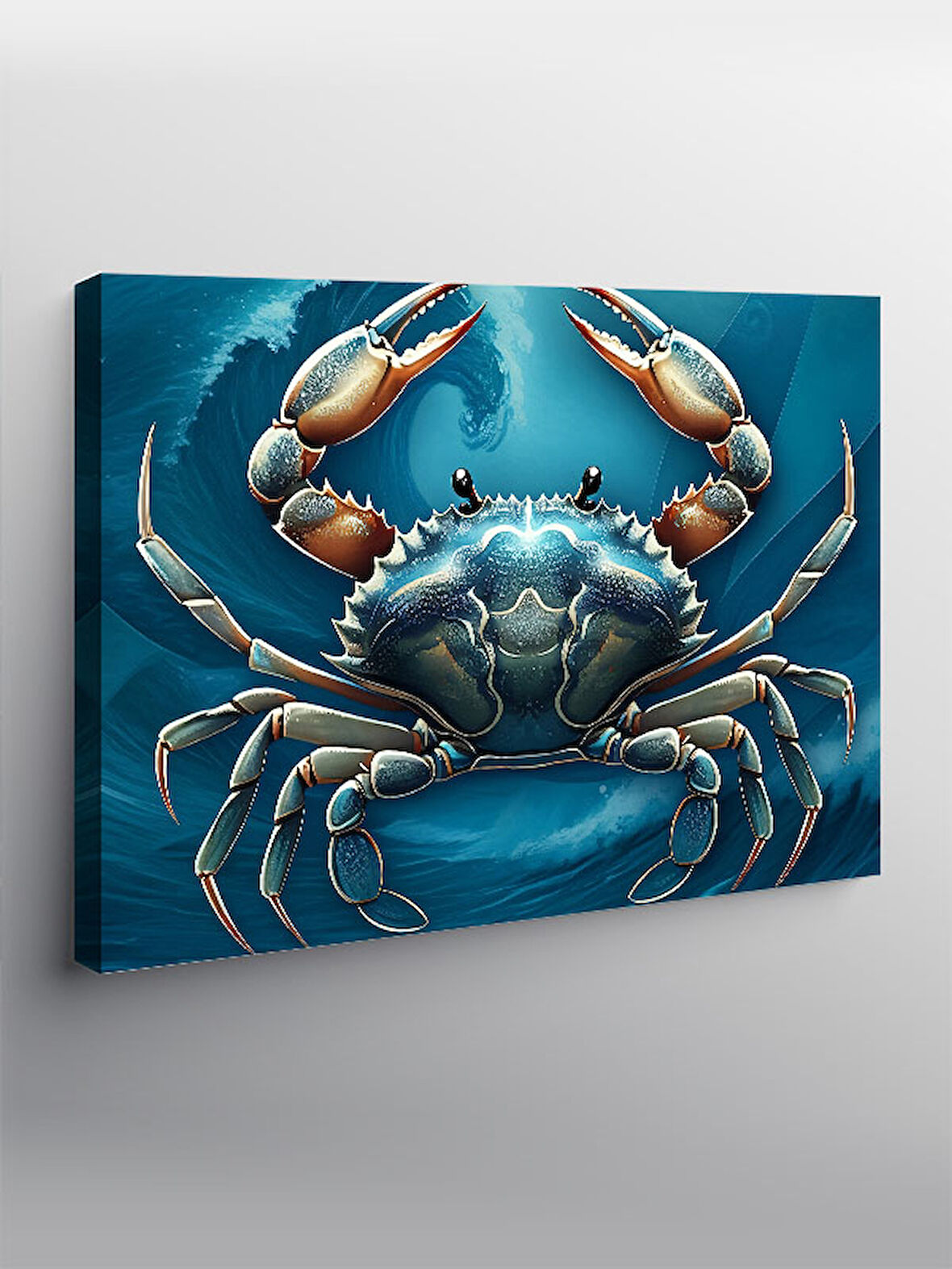 Kanvas Tablo Mavi Yengeç Burcu İllüstrasyonu 100cmx140cm