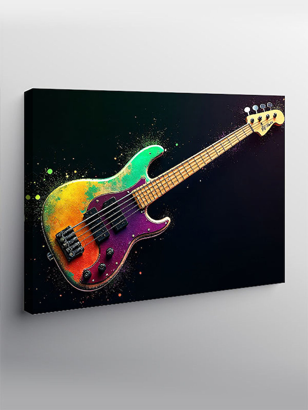Kanvas Tablo Renkli Bas Gitar Tasarımı 50cmx70cm