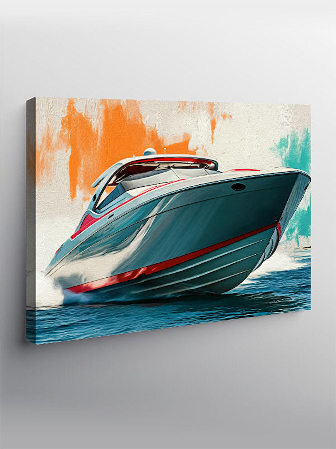 Kanvas Tablo Kırmızı Sürat Teknesi 100cmx140cm