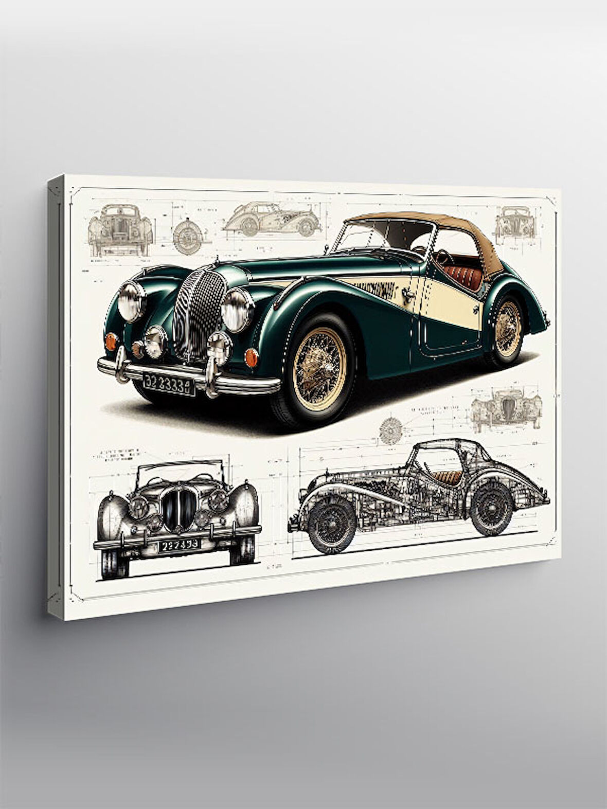 Kanvas Tablo Klasik Siyah Araba Tasarımı 50cmx70cm