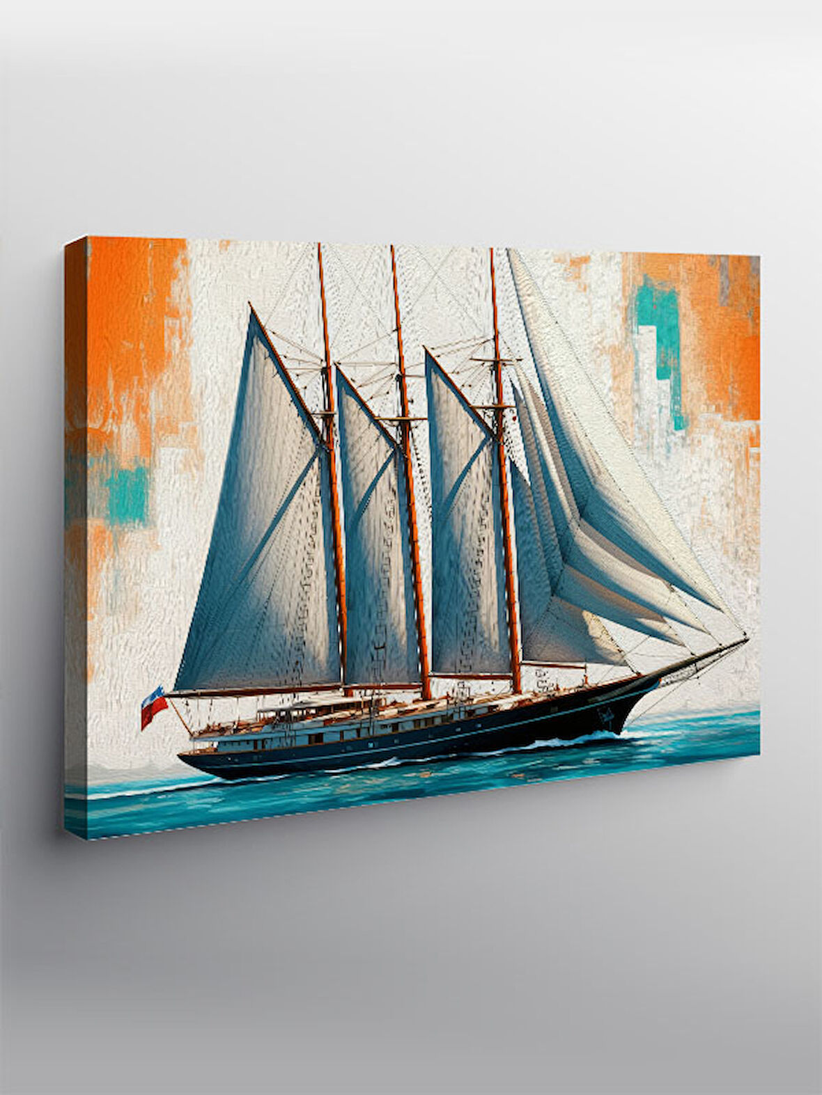 Kanvas Tablo Yelkenli Gemi Tasarımı 100cmx140cm