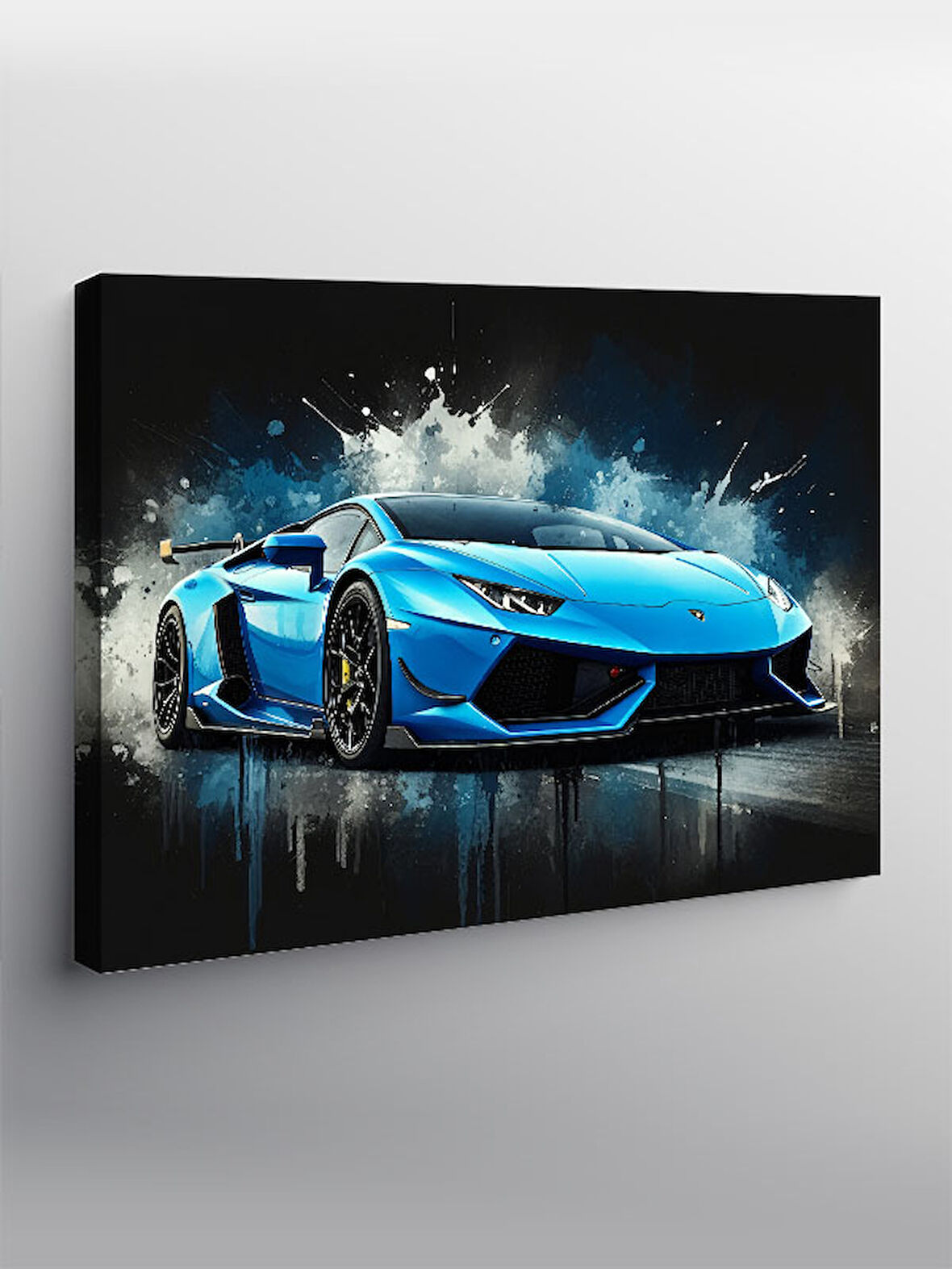 Kanvas Tablo Mavi Spor Araba Sahilde 50cmx70cm