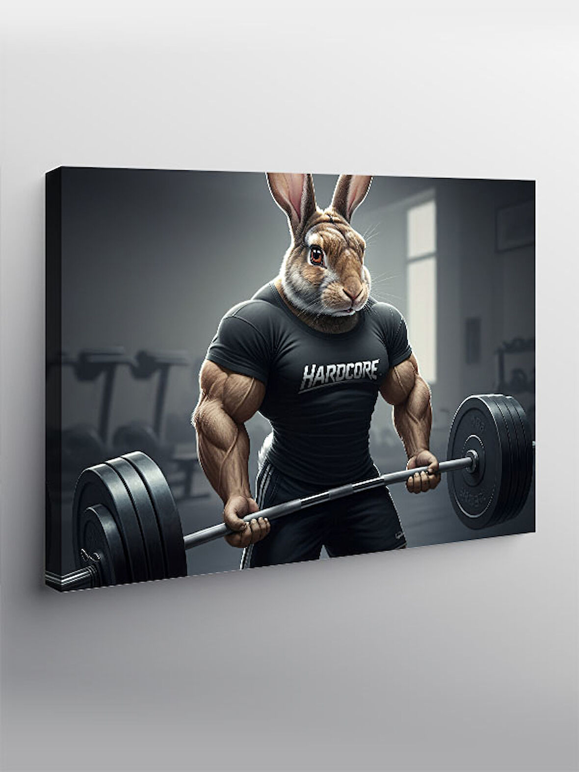 Kanvas Tablo Halter Kaldıran Tavşan Figürü 100cmx140cm