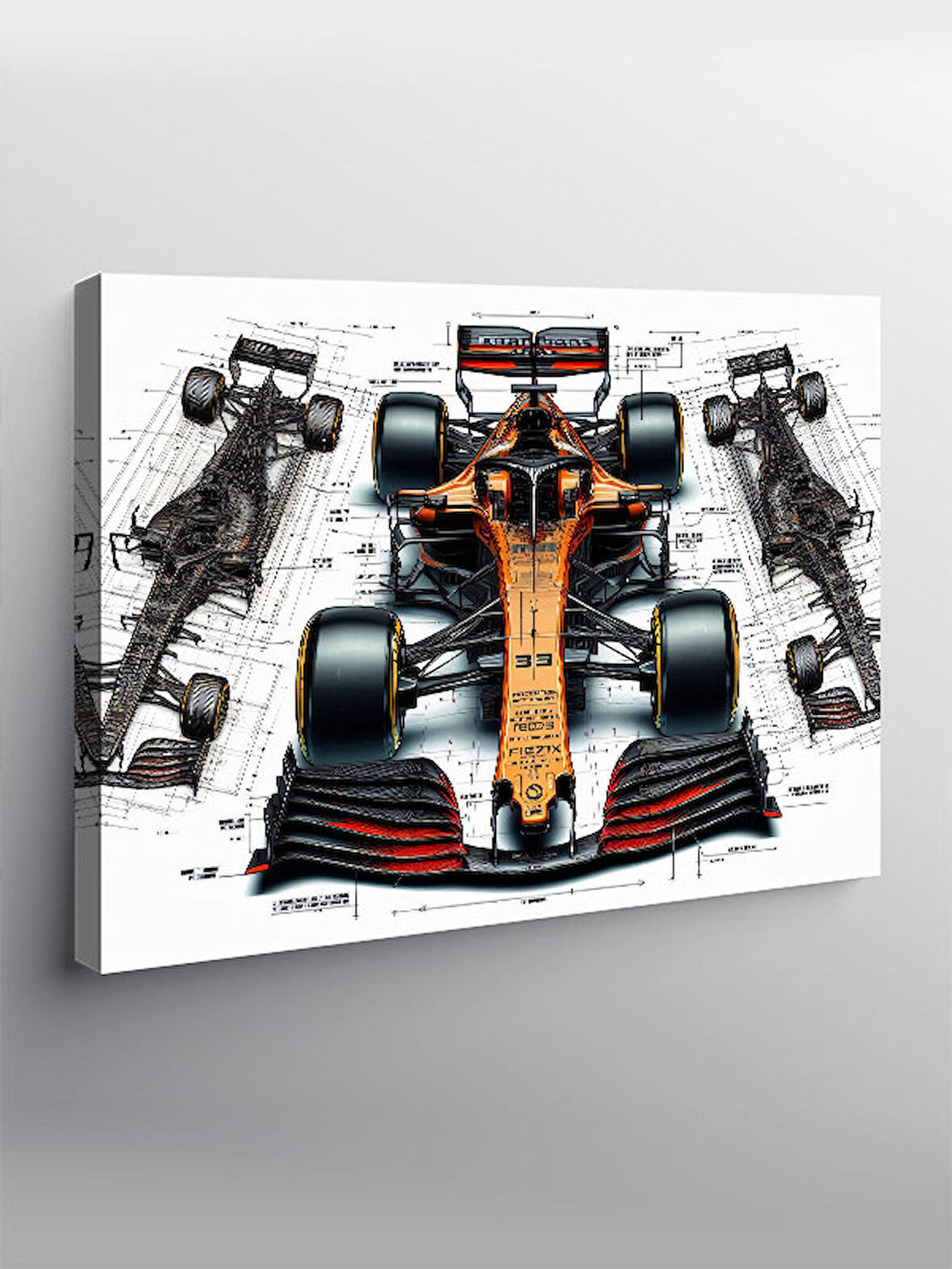 Kanvas Tablo Teknik Yarış Arabası Çizimi 50cmx70cm