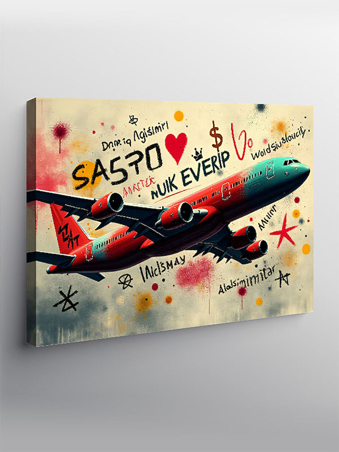 Kanvas Tablo Renkli Uçak Tasarımı 100cmx140cm