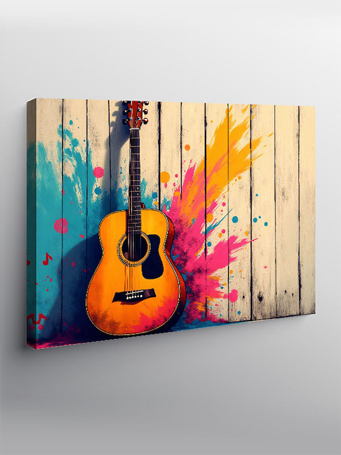 Kanvas Tablo Renkli Gitar İllüstrasyonu 100cmx140cm