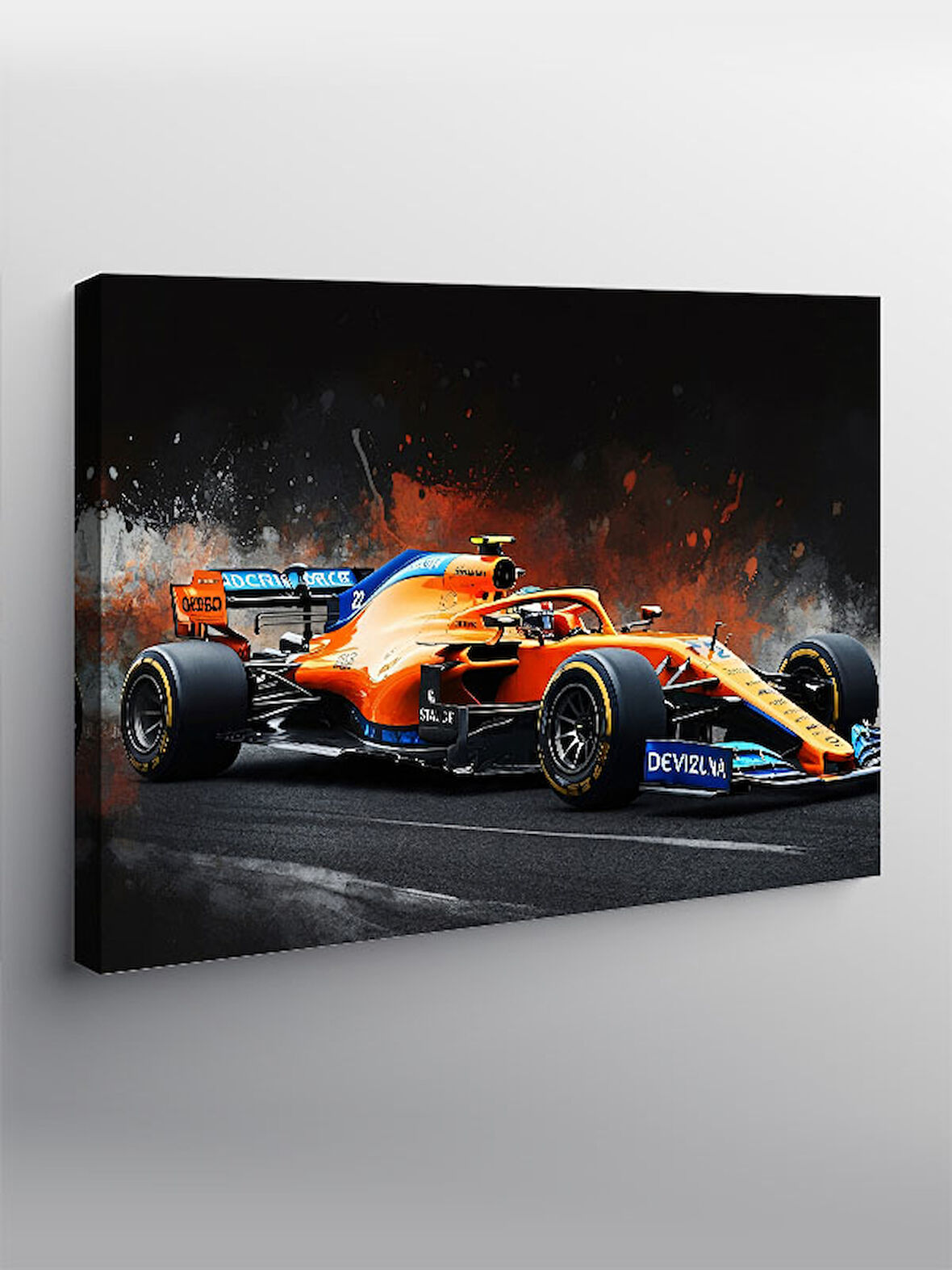 Kanvas Tablo Turuncu Yarış Arabası 50cmx70cm