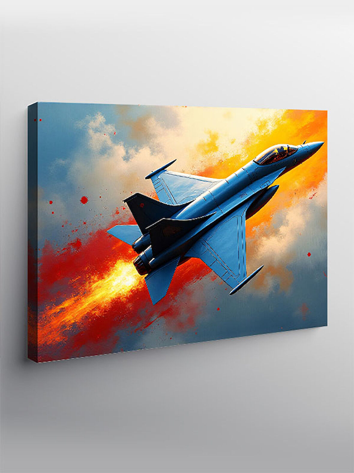 Kanvas Tablo Mavi Jet Uçağı 50cmx70cm