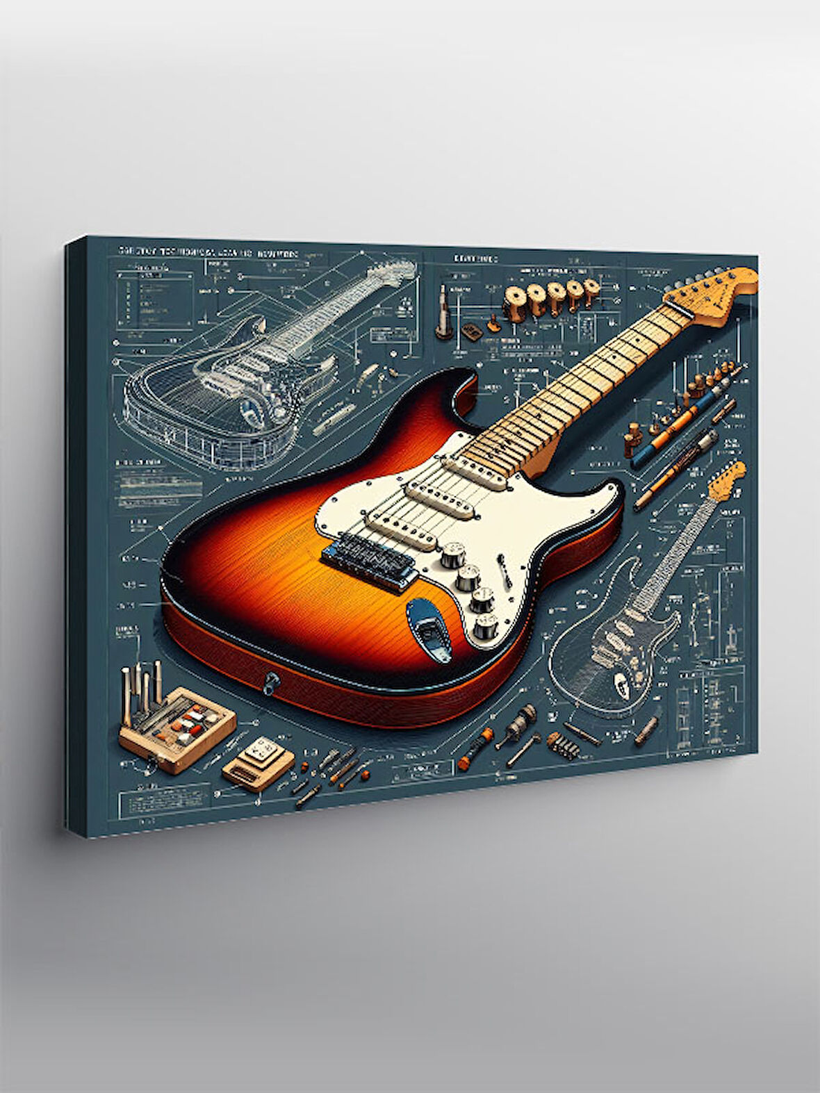 Kanvas Tablo Klasik Elektro Gitar 100cmx140cm