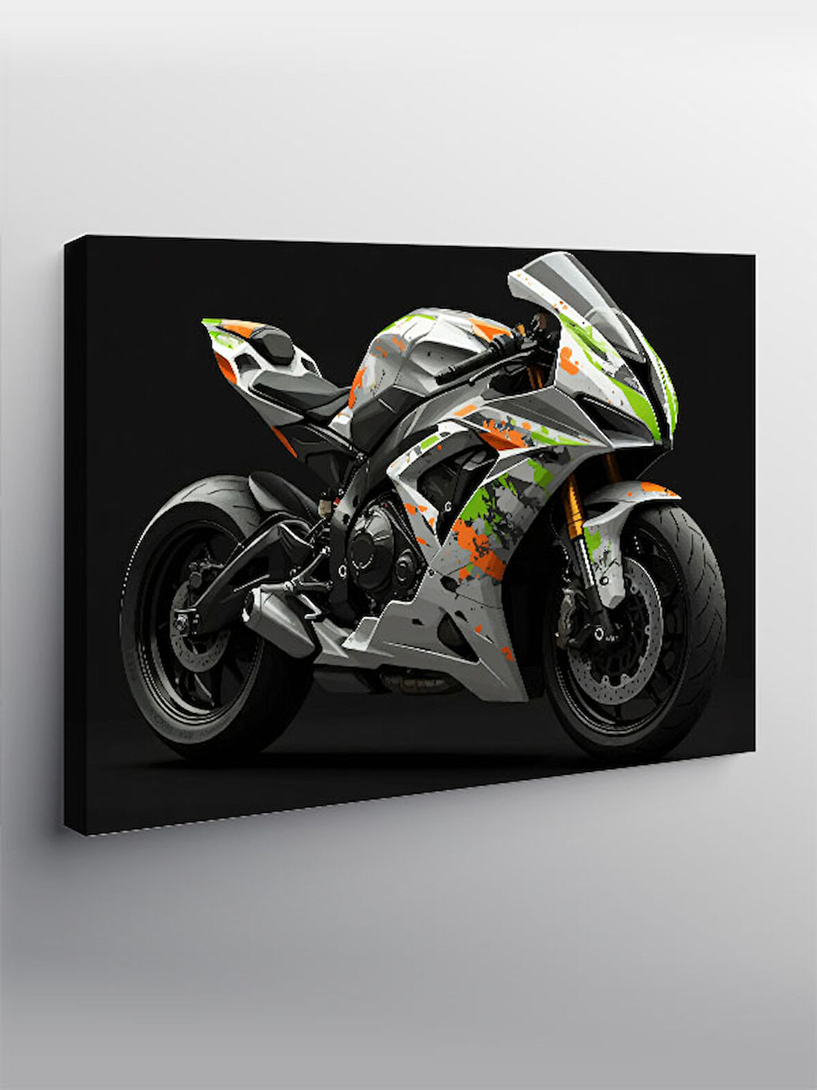 Kanvas Tablo Hızlı Yarış Motoru 100cmx140cm