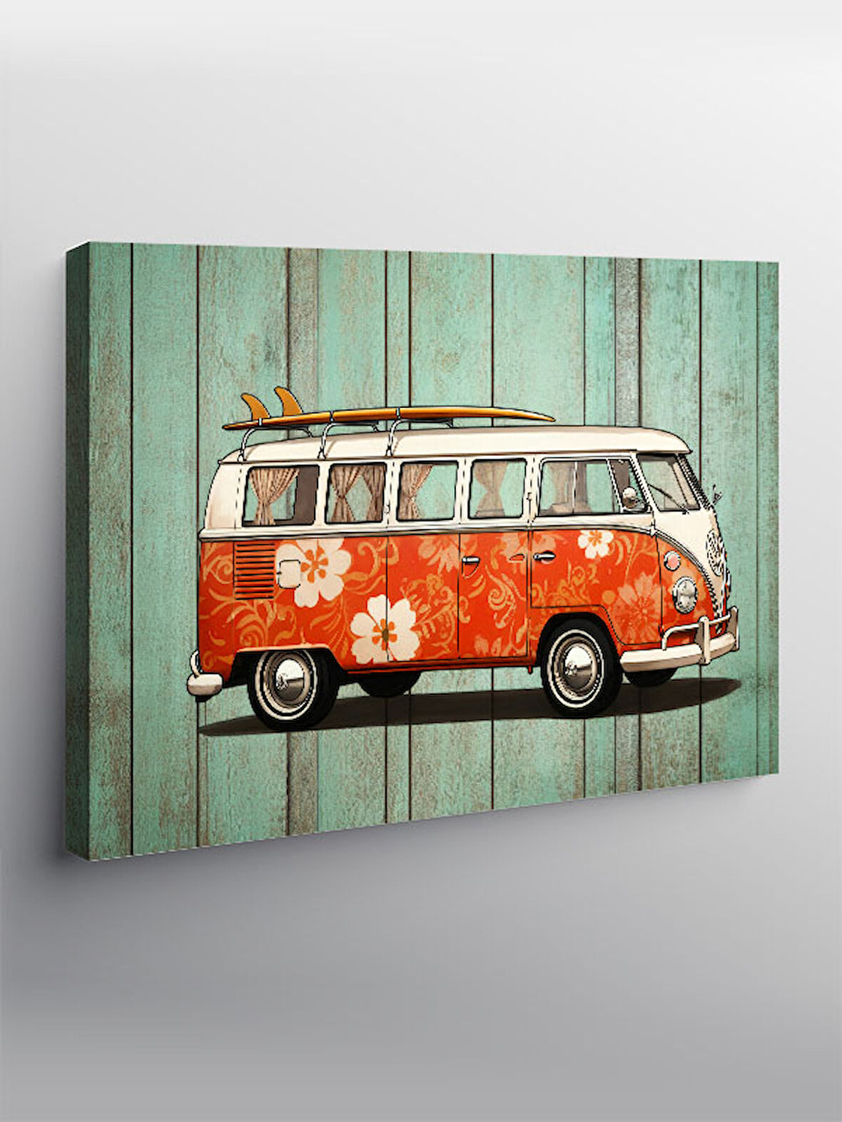 Kanvas Tablo Çiçek Desenli Karavan 50cmx70cm