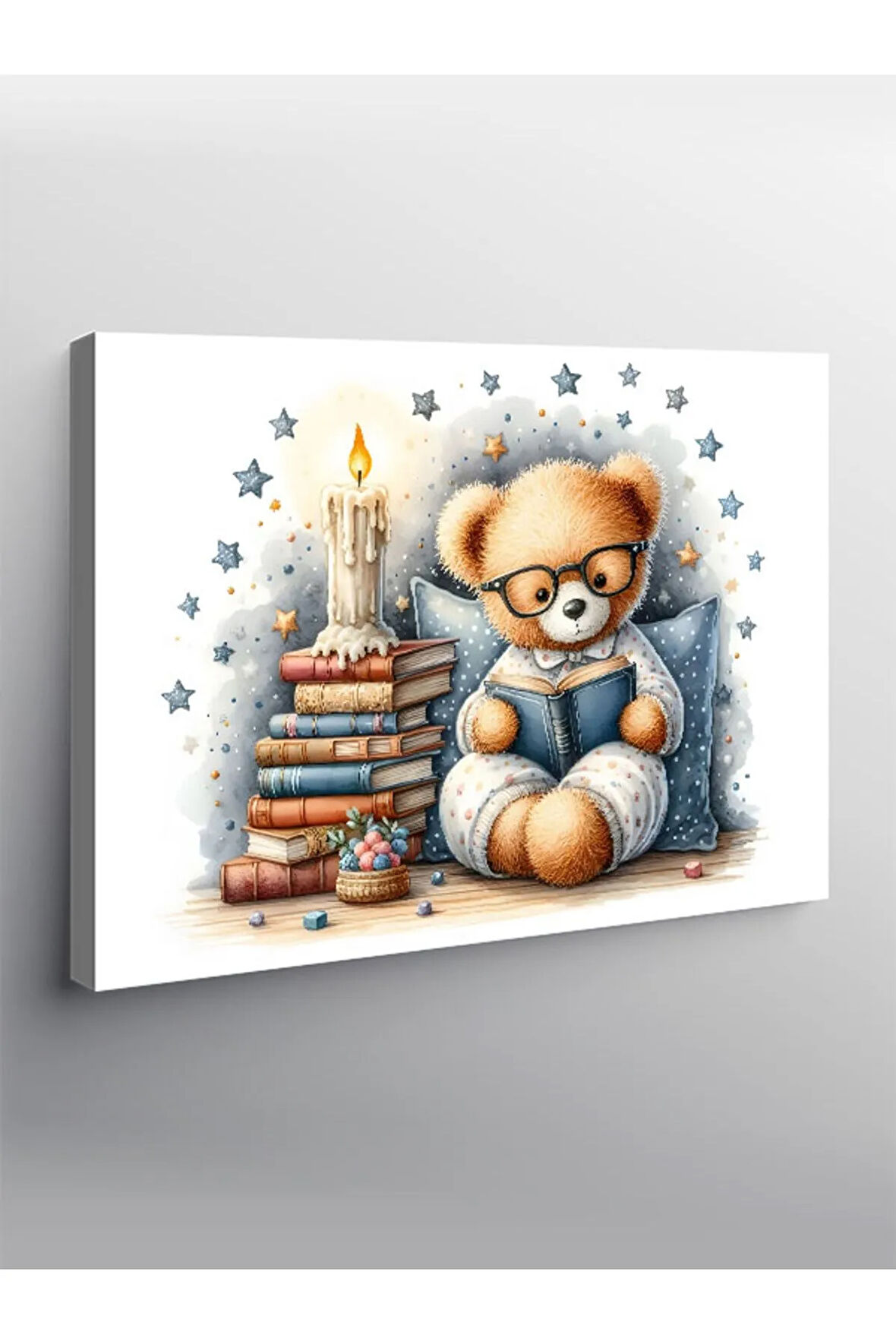 Kanvas Tablo Kitap Okuyan Peluş Ayı