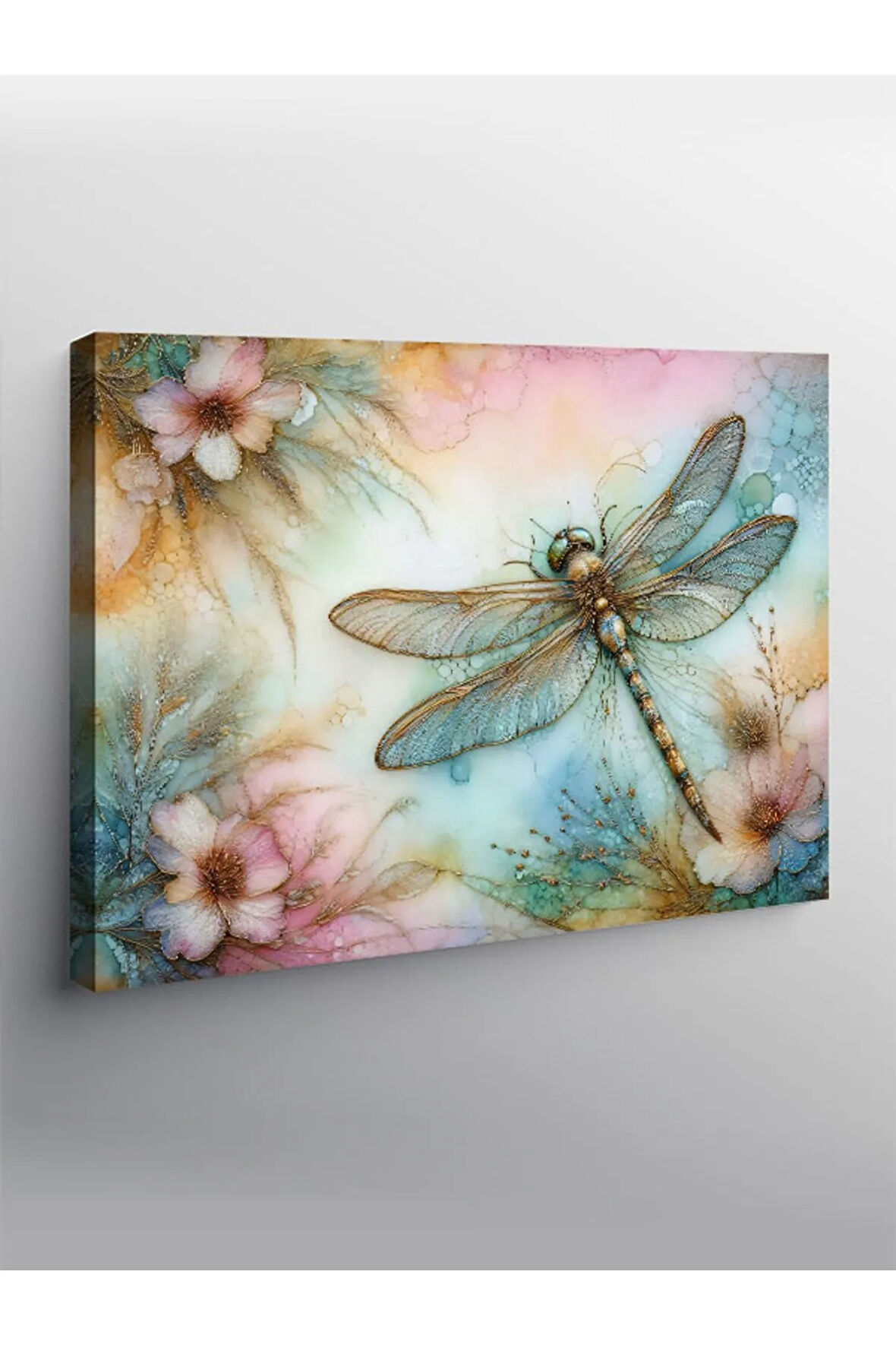 Kanvas Tablo Yusufçuk Ve Çiçekler