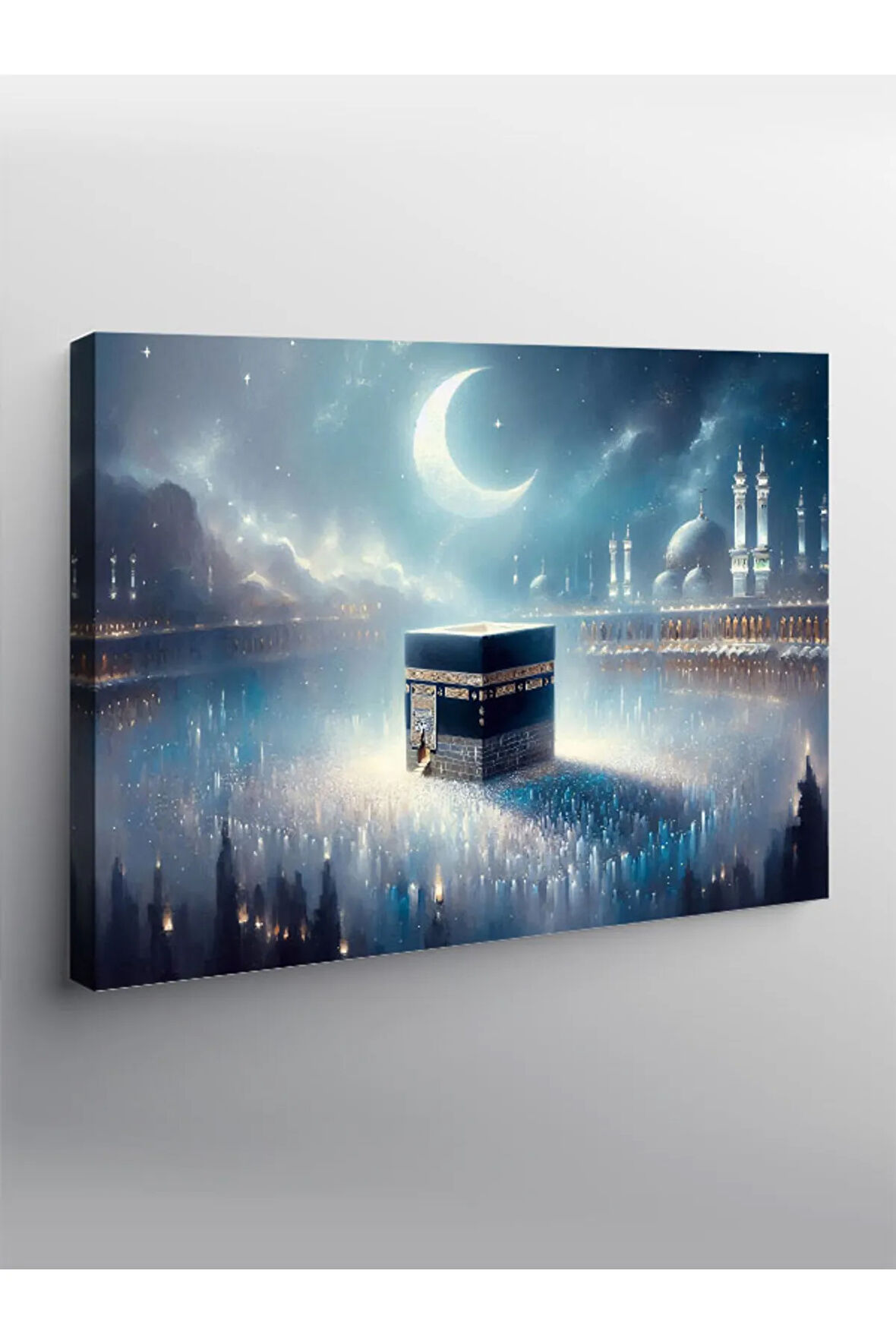 Kanvas Tablo Ay Işığında Kabe Yansıması