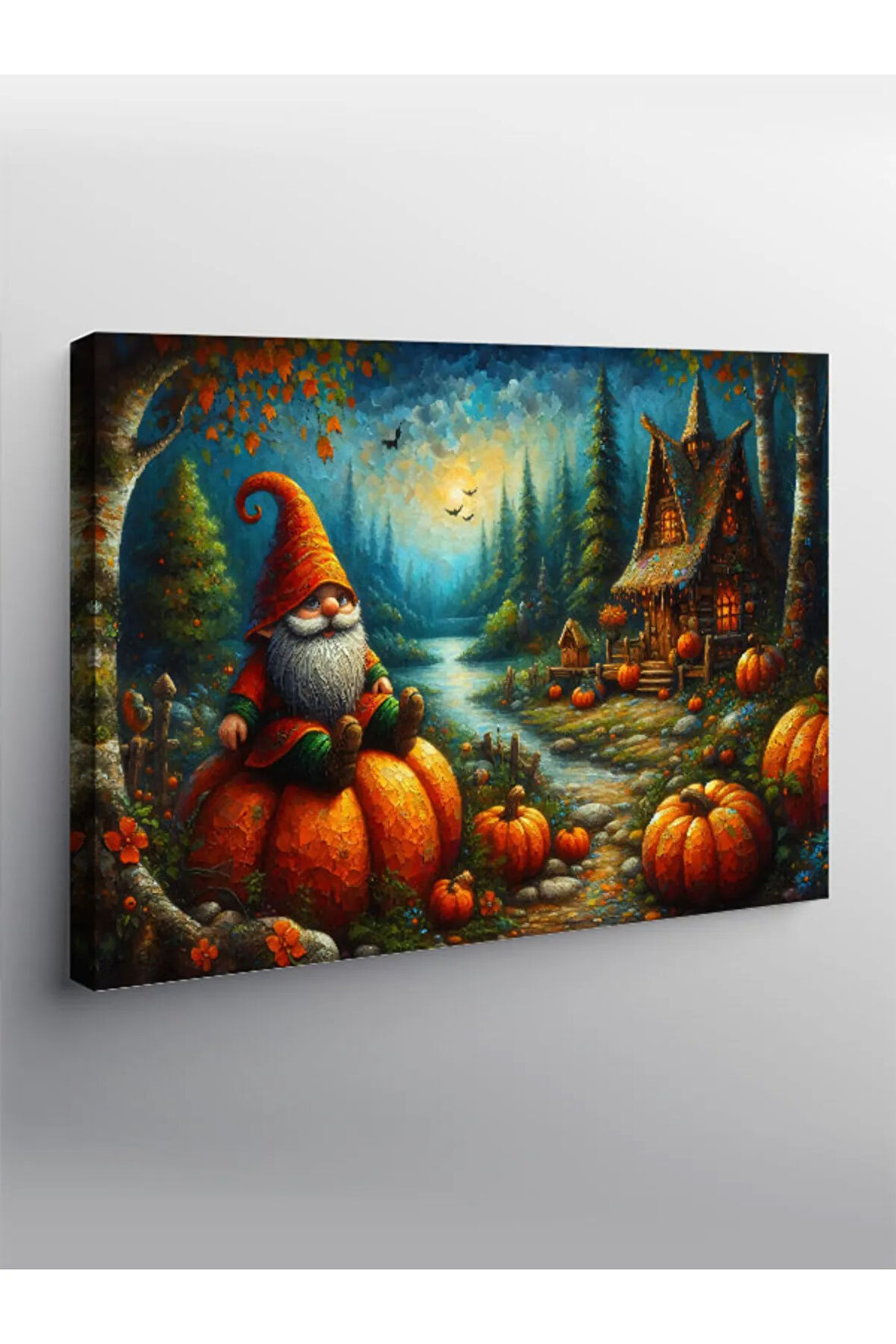 Kanvas Tablo Balkabağı Ve Cadı Evi