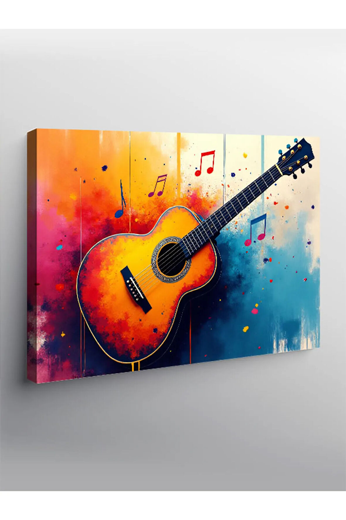 Kanvas Tablo Renkli Gitar Ve Nota