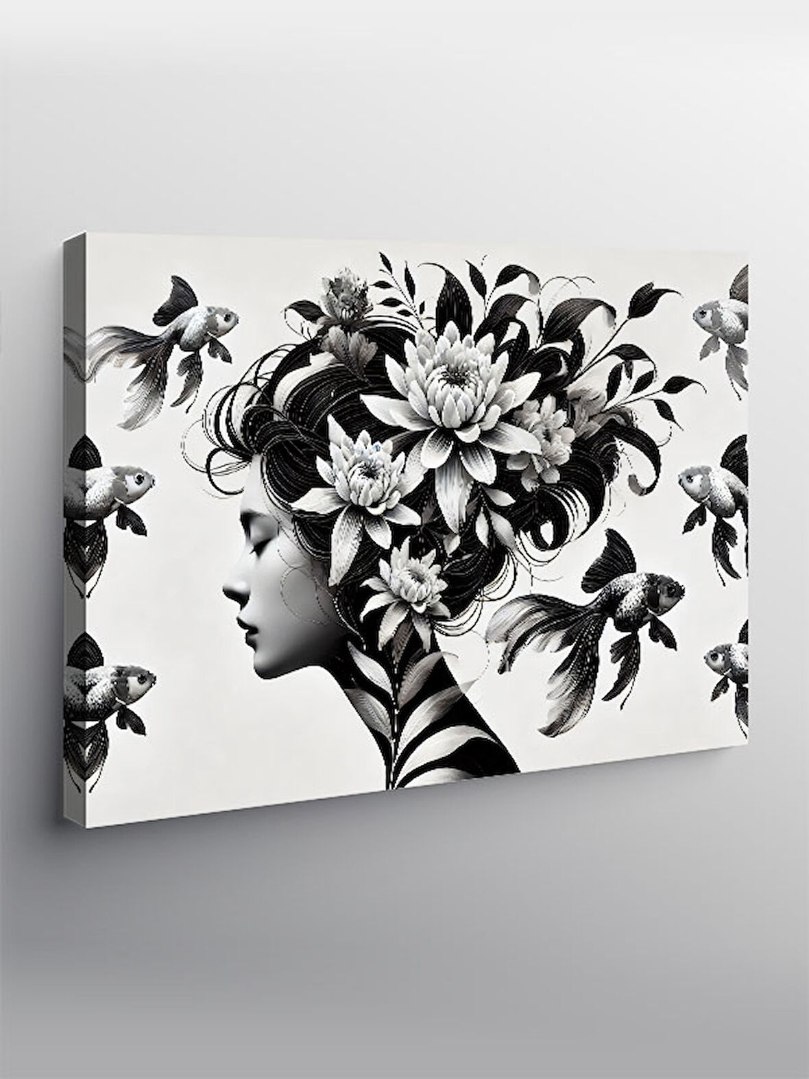 Kanvas Tablo Çiçek Saçlı Kadın