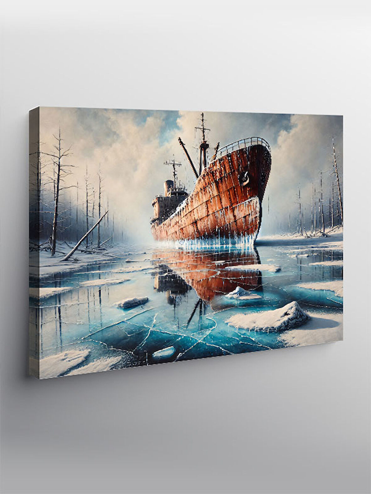 Kanvas Tablo Buz Üzerindeki Gemi