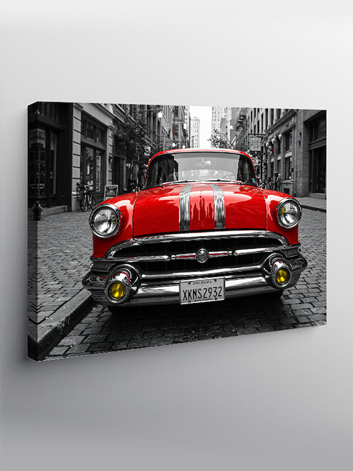 Kanvas Tablo Retro Kırmızı Araba