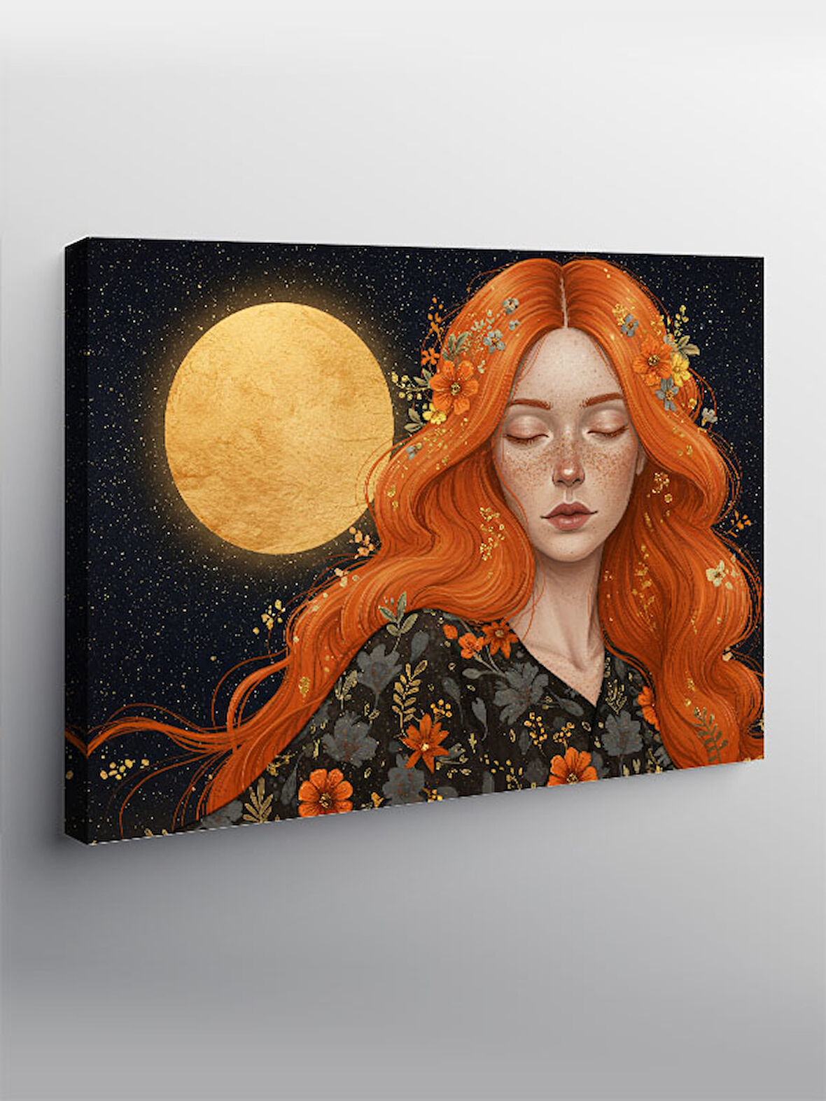 Kanvas Tablo Ayışığında Kızıl Saçlı Kadın