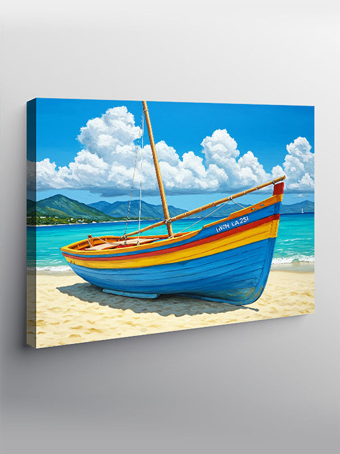 Kanvas Tablo Deniz Kıyısında Kayık
