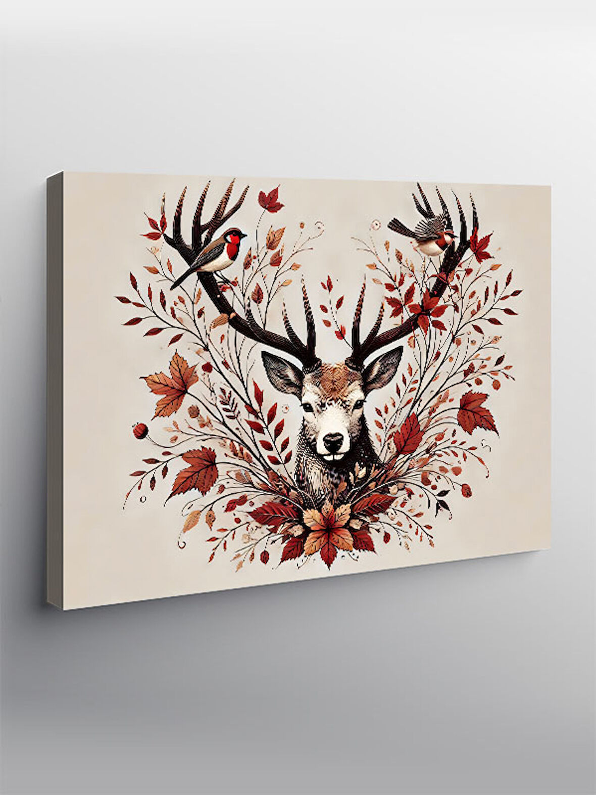 Kanvas Tablo Asil Geyik Ve Çiçekler