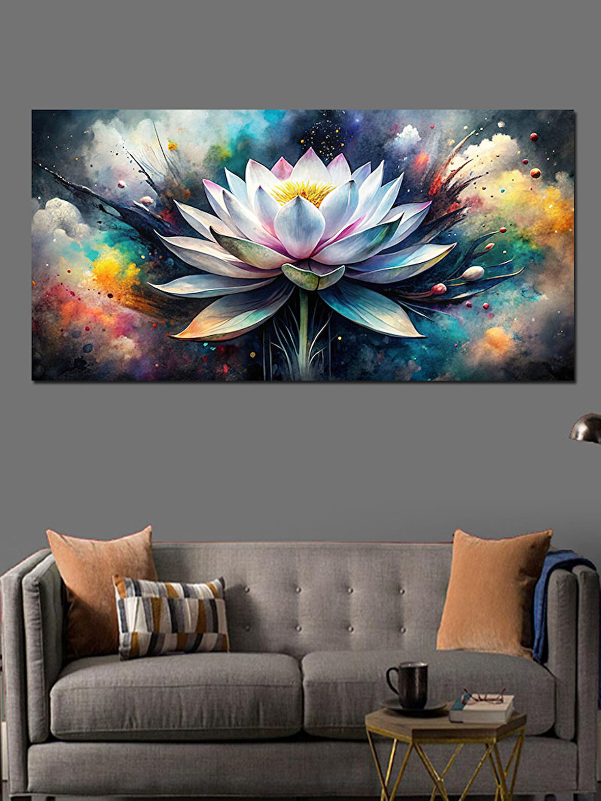 Kanvas Tablo Mavi Ve Mor Lotus
