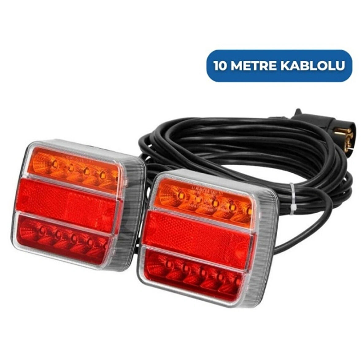 Mıknatıslı Led Römork Stop Lambası Seti 7 Pin Soketli 12v Yatek Karavan Tekne