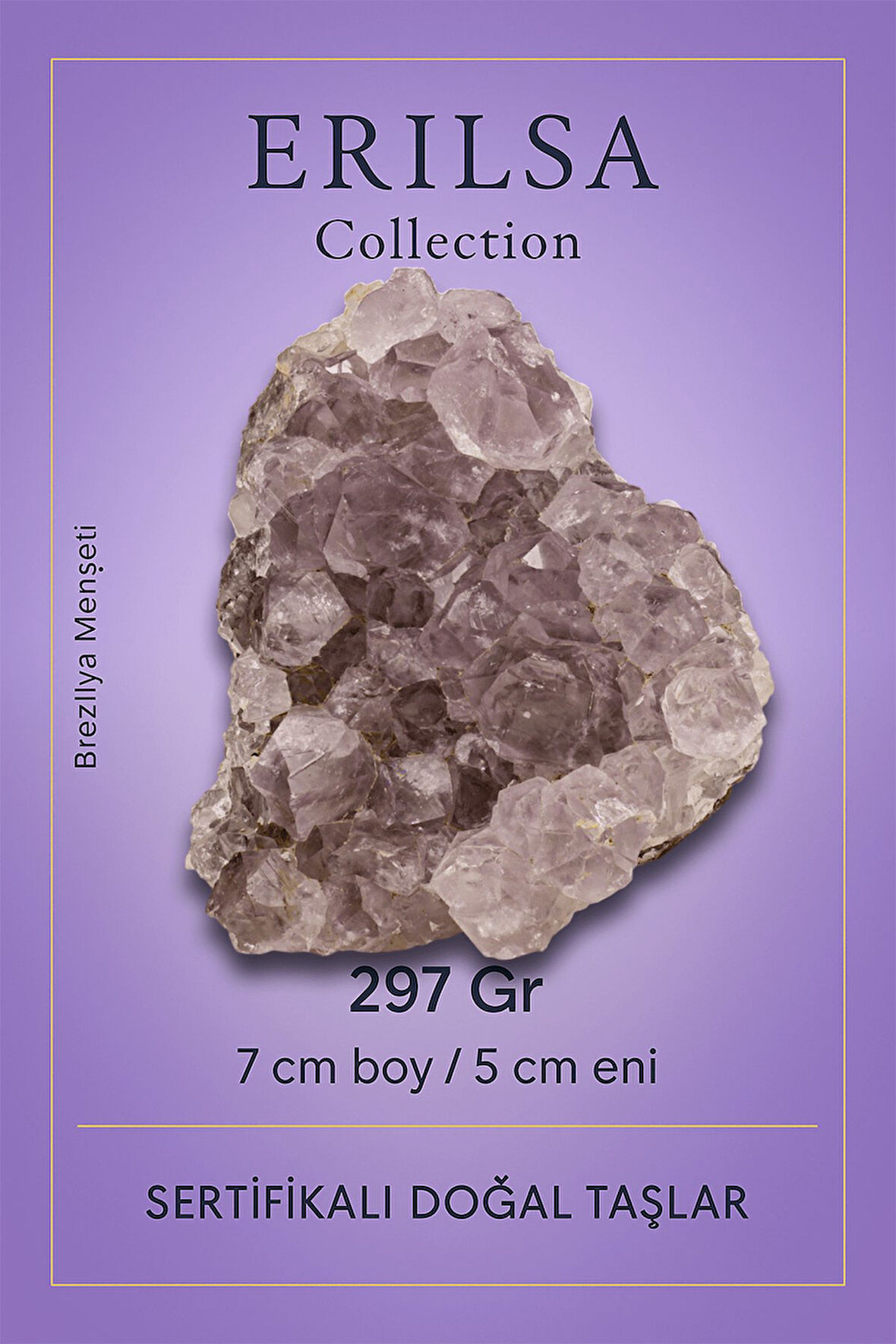 Sertifikalı Açık Tonlu Ametist Taşı Kütlesi 297 Gr – Ham Doğal Kristal Dekoratif Taş Parçası