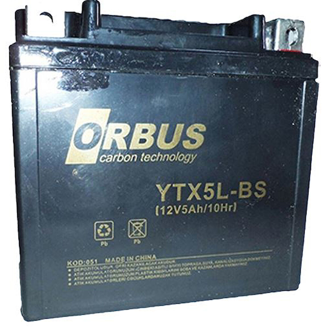 Orbus Motosiklet Aküsü 12 Volt 5 Amper Yeni Tarihli Taze Akü 114x70x106mm 1.8 Kg