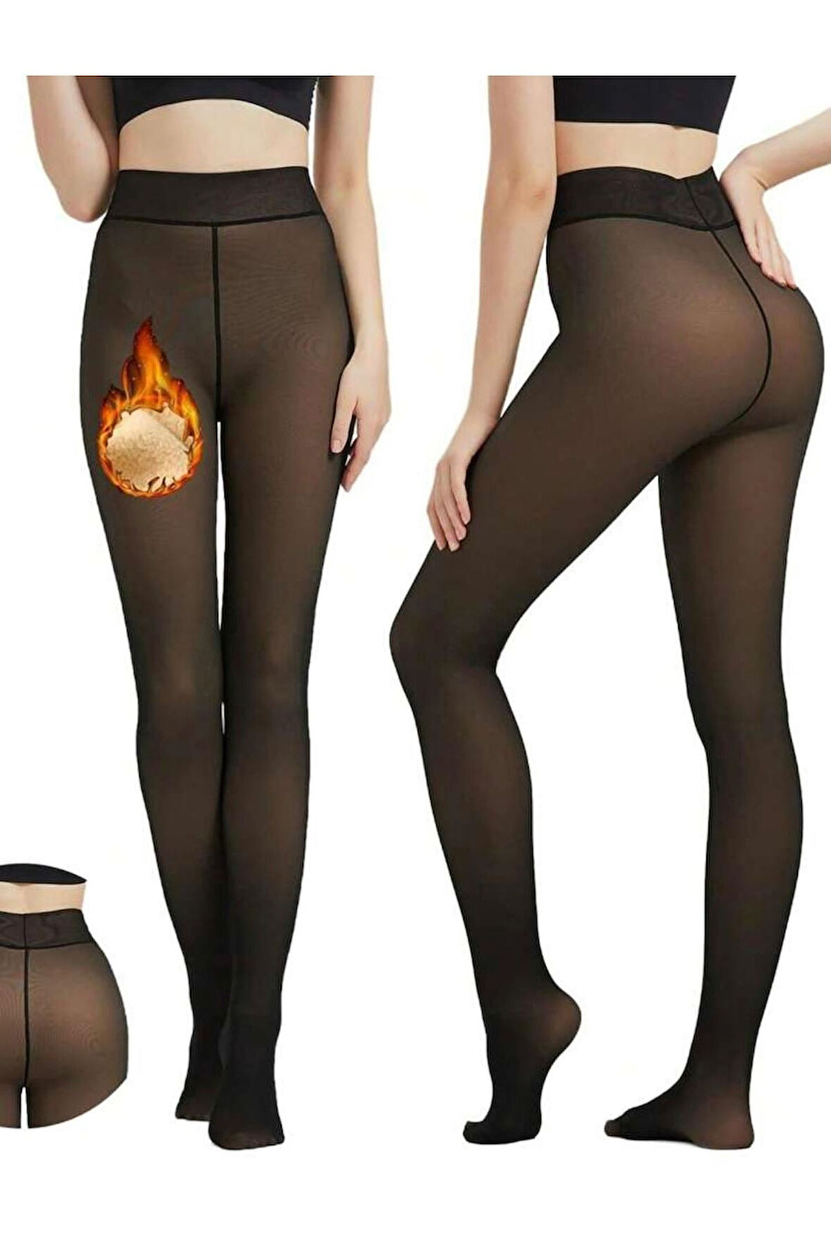 Termal Peluş Siyah Külotlu Çorap Pkc-581