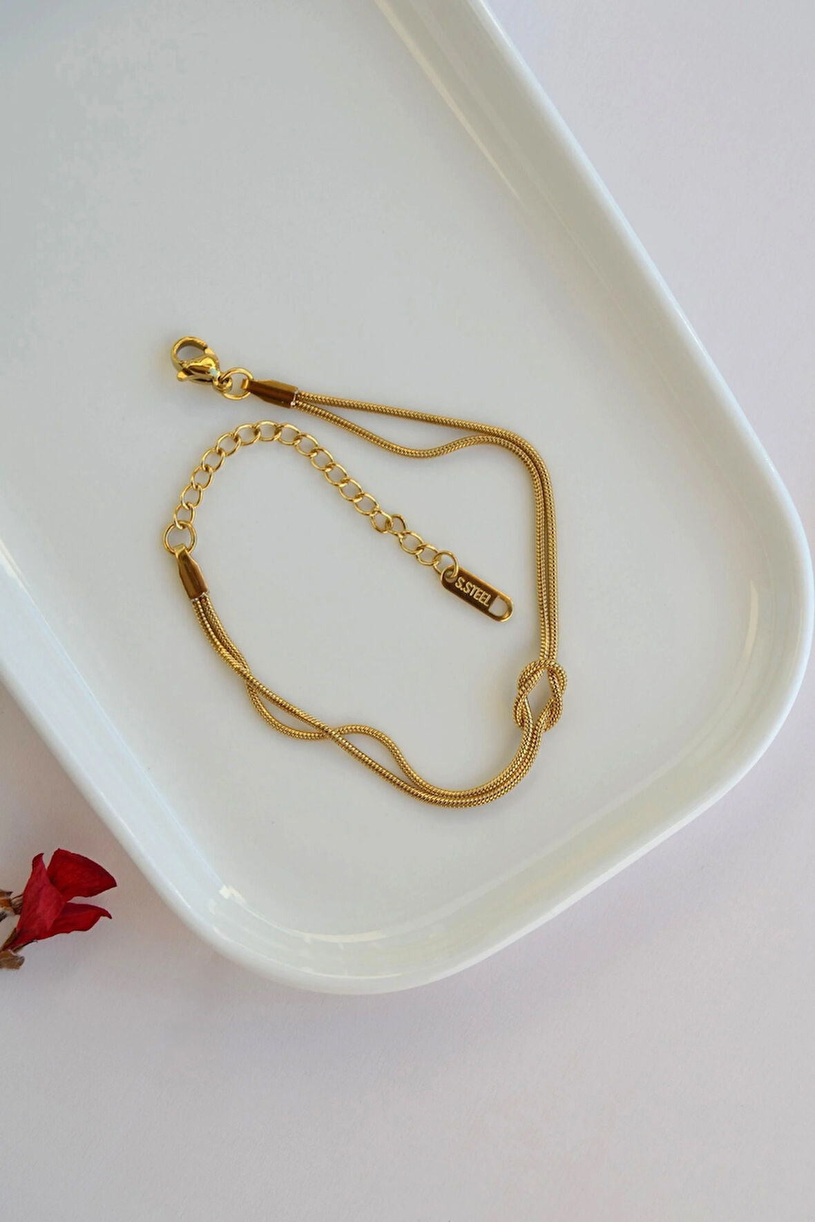 Düğümlü Niyet Bilekliği – Paslanmaz Çelik, Ayarlanabilir, Unisex İtalyan Model