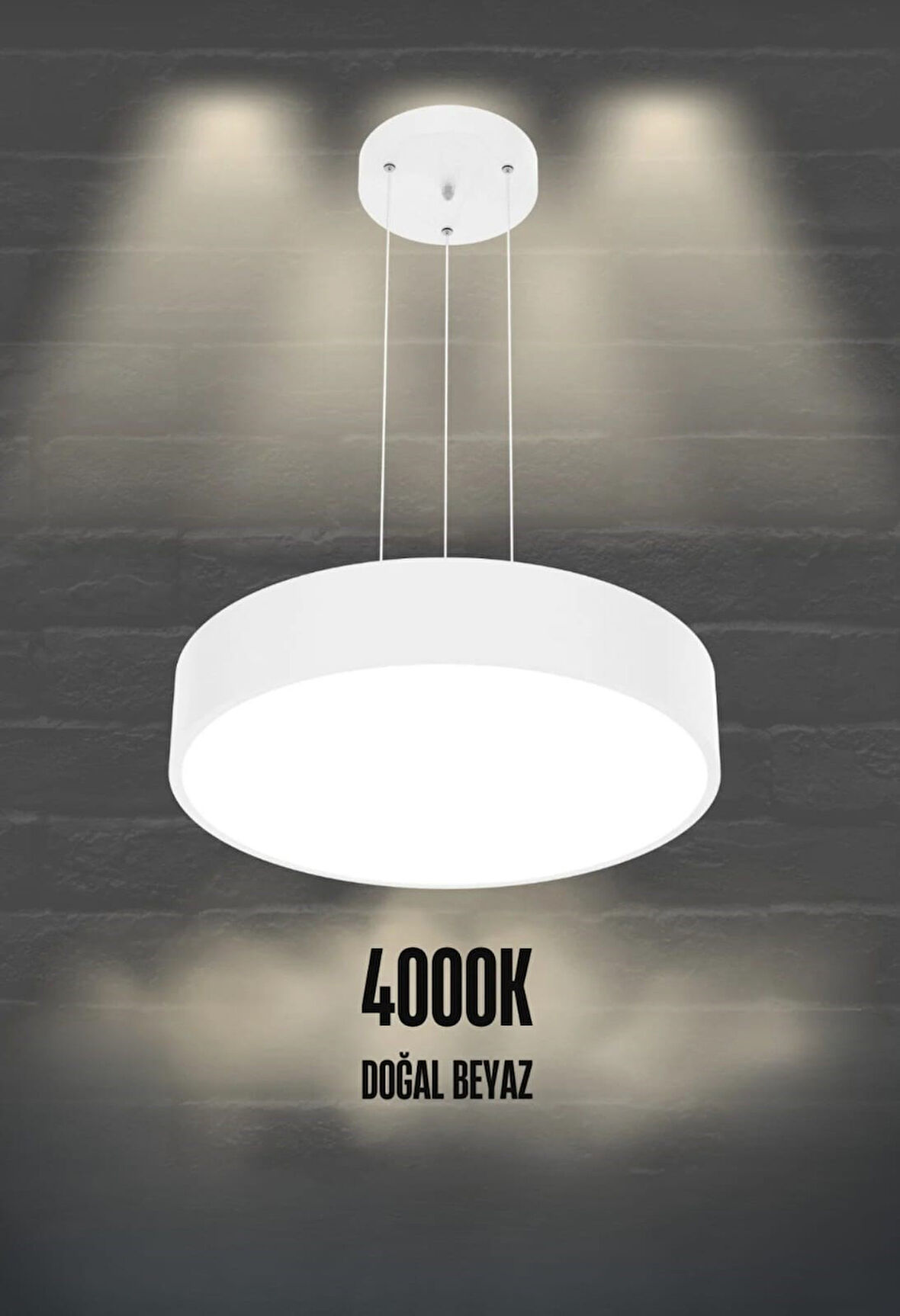 Drum 40cm ( Beyaz Kasa, 4000k Işık Rengi ) Modern Sarkıt Led Avize, Salon, Mutfak, Yatak Odası